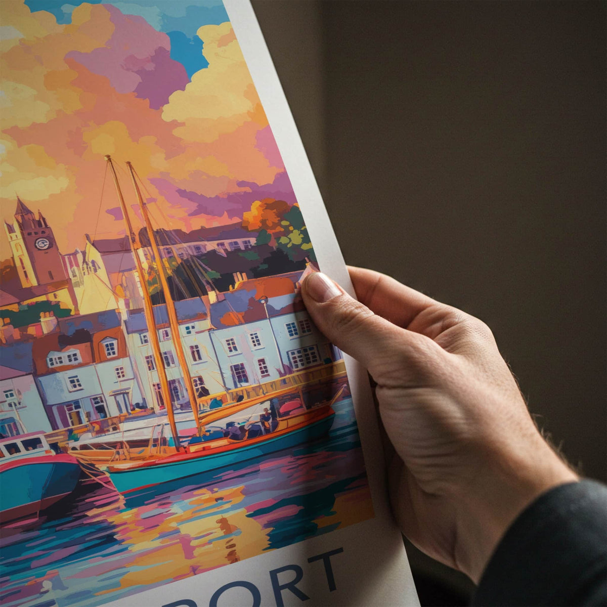 St Peter Port Poster - Guernsey Art Print - Harbor Boats Sunset Wall Decor