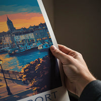 St. Peter Port Poster - Guernsey Travel Art - Harbor Sunset Promenade Home Decor