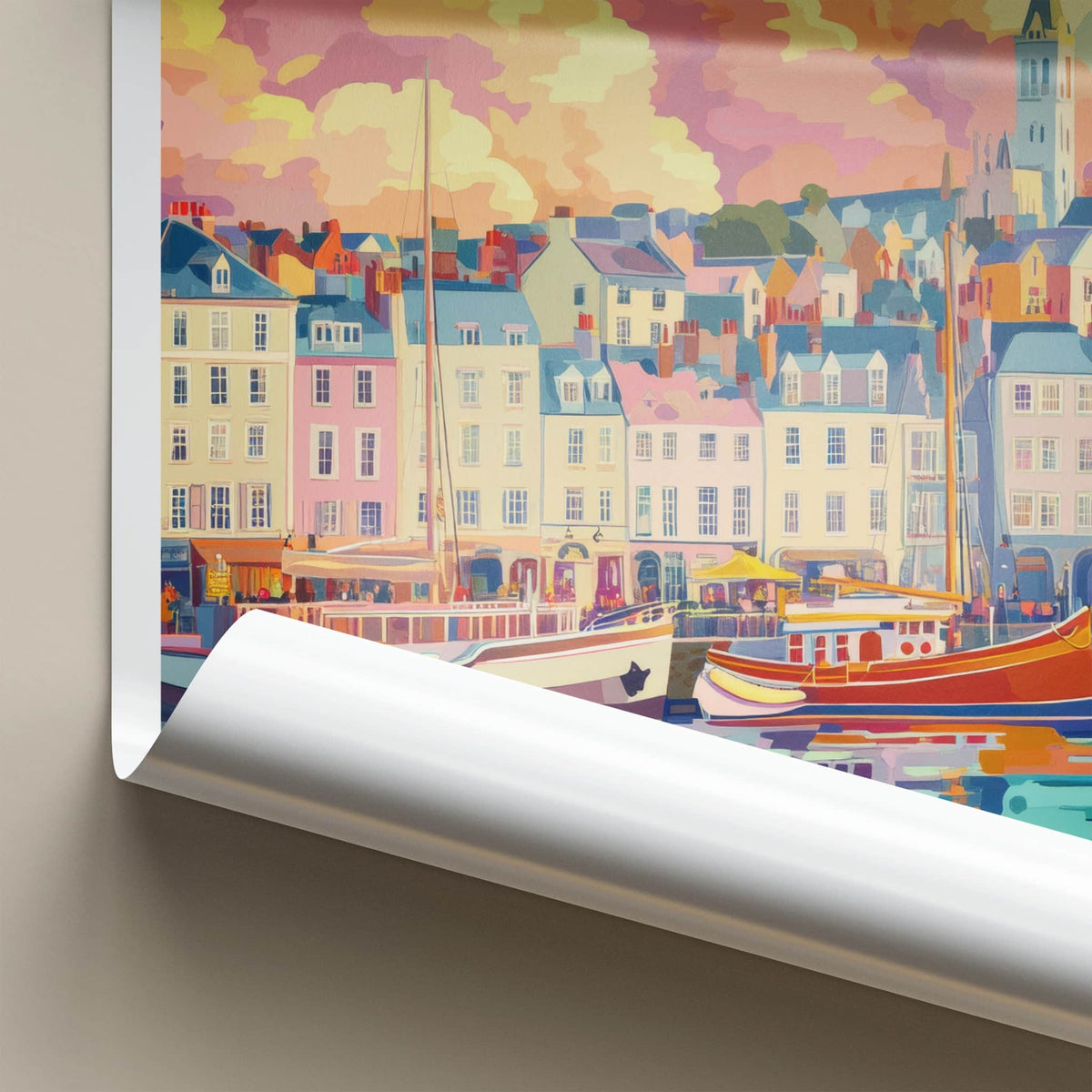 St. Peter Port Poster - Guernsey Travel Art - Vibrant Port Town Wall Decor
