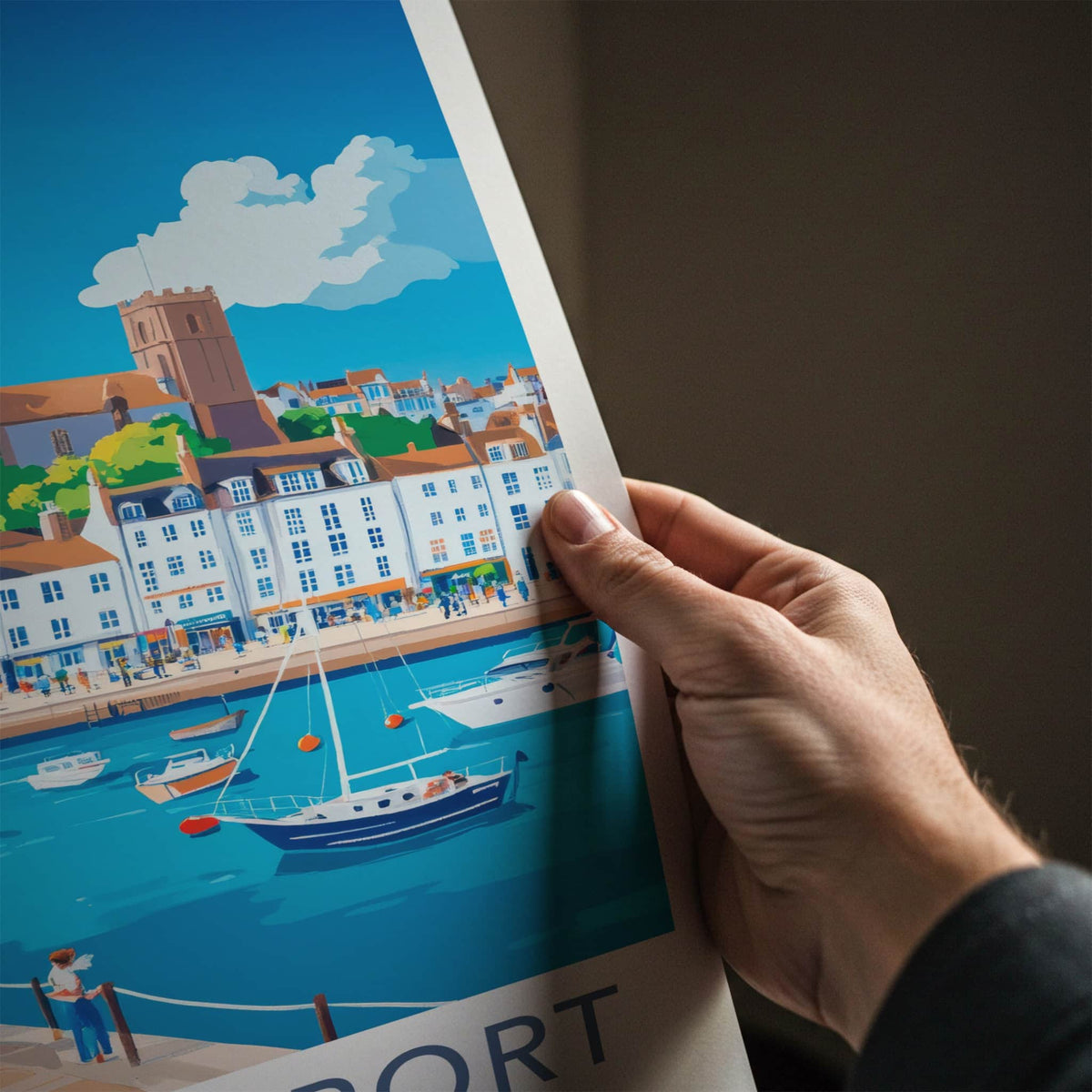 St Peter Port Poster - Guernsey Travel Art - Vibrant Waterfront Buildings Home Decor