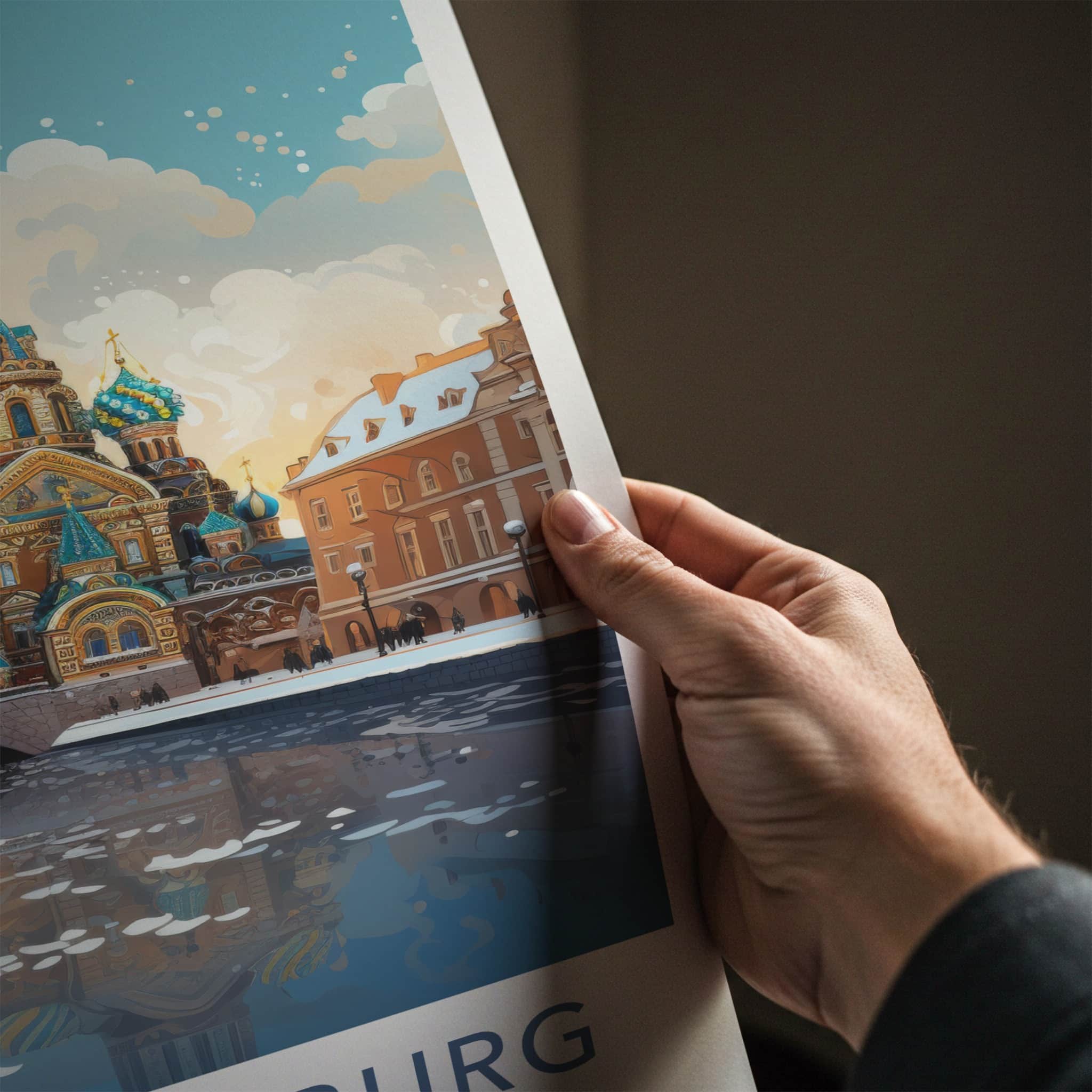 St. Petersburg Poster - Russia Travel Art - Frozen River Church Home Decor