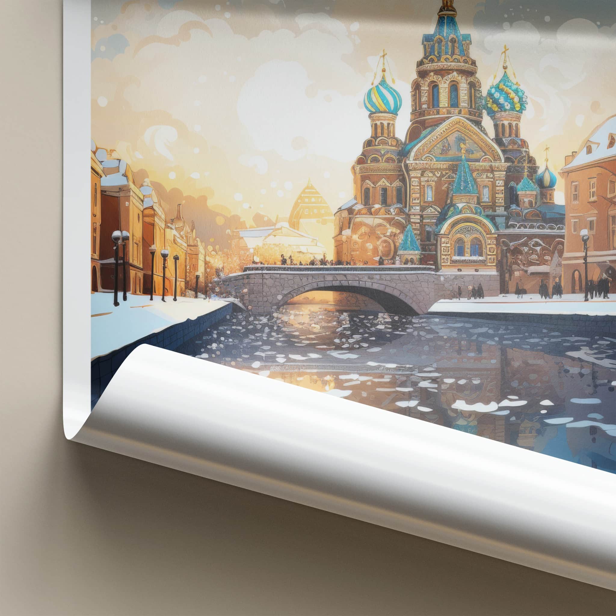St. Petersburg Poster - Russia Travel Art - Frozen River Church Home Decor