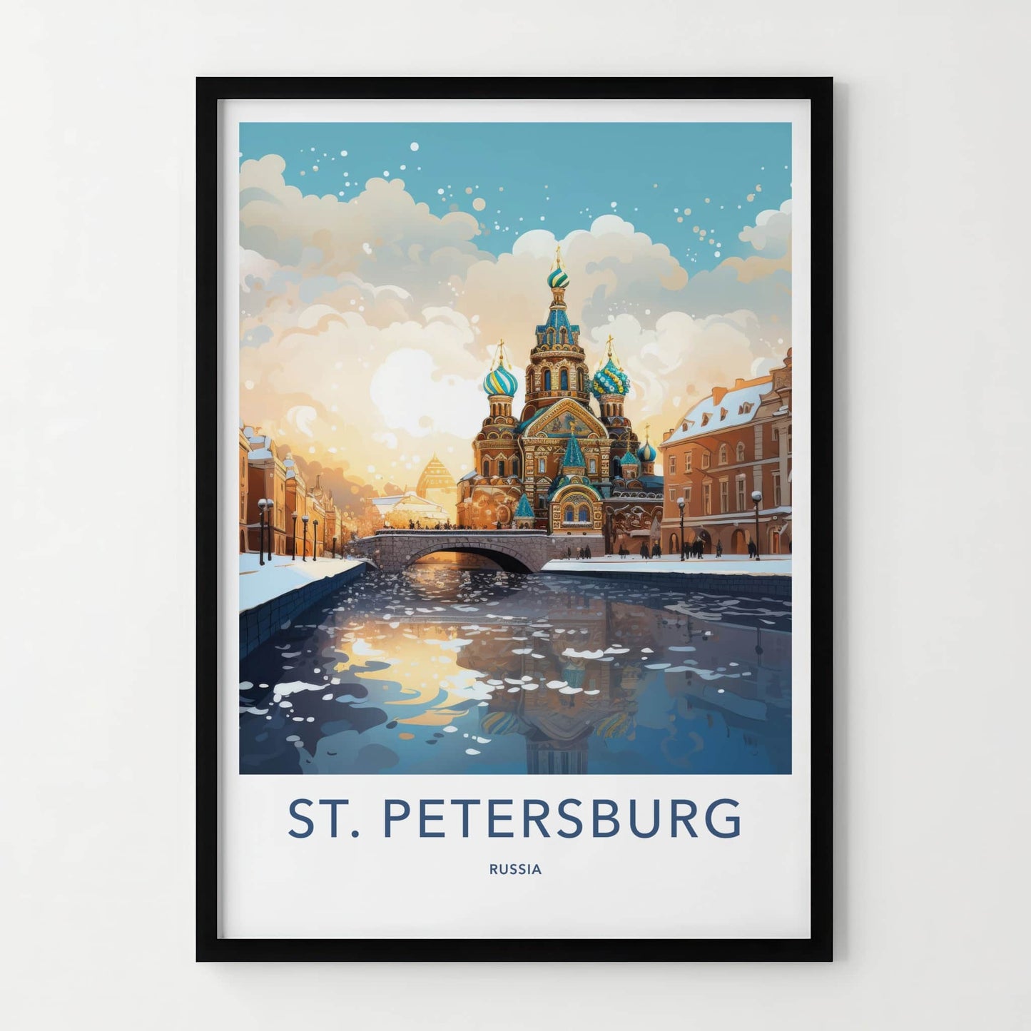 St. Petersburg Poster - Russia Travel Art - Frozen River Church Home Decor