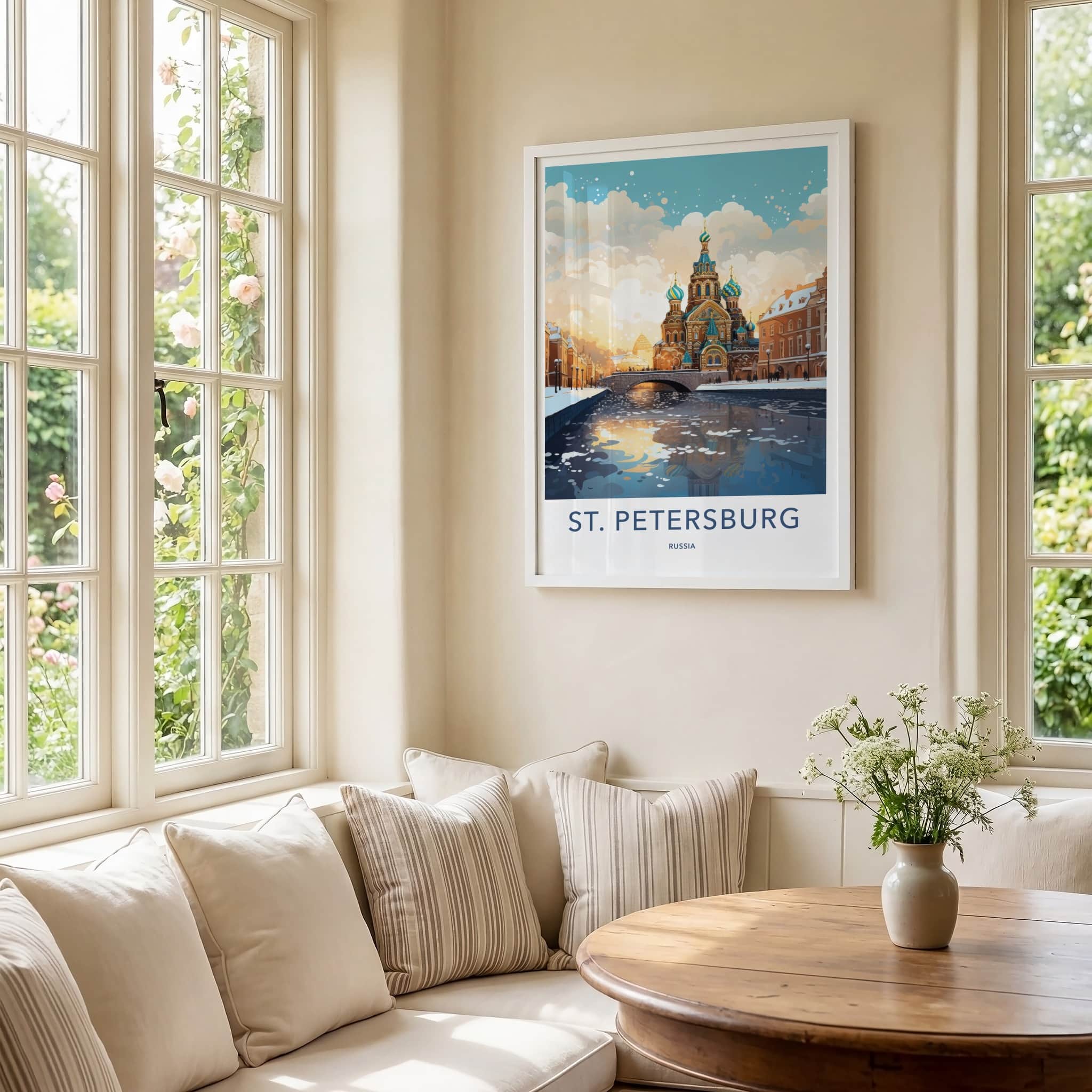 St. Petersburg Poster - Russia Travel Art - Frozen River Church Home Decor