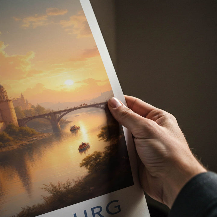 St Petersburg Poster - Russia Travel Art - Golden River Sunset Wall Decor