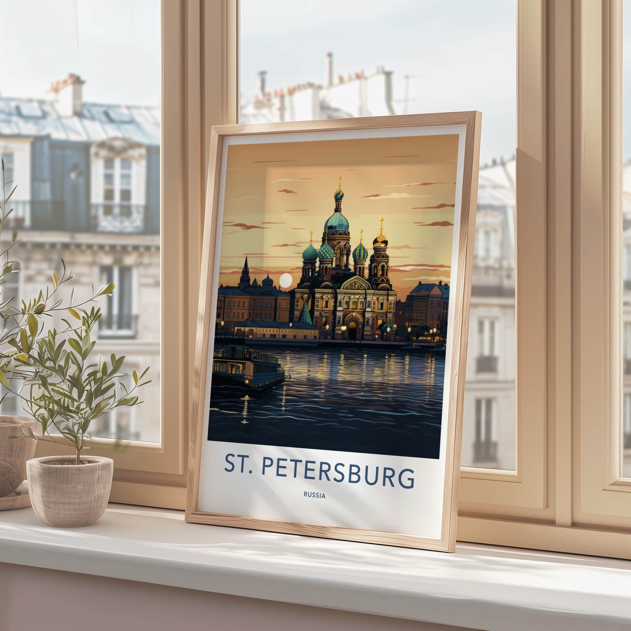 St Petersburg Poster - Russia Travel Art - Historic Cathedral Water Home Decor