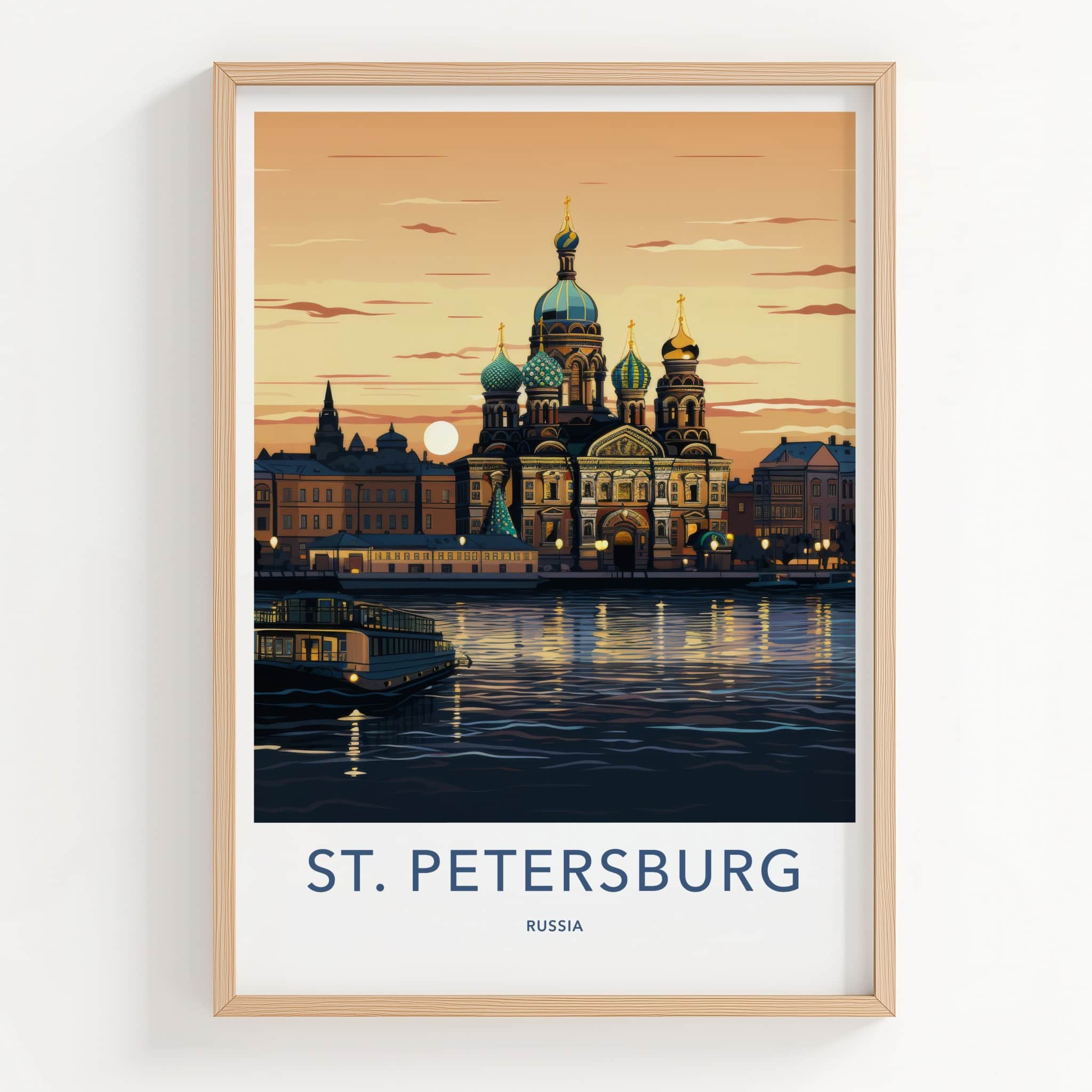 St Petersburg Poster - Russia Travel Art - Historic Cathedral Water Home Decor