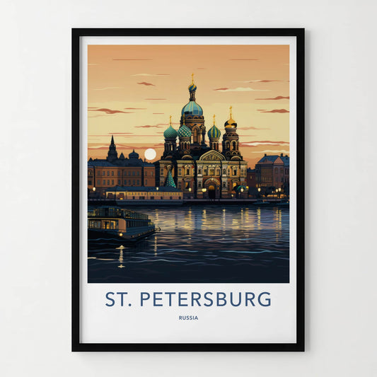St Petersburg Poster - Russia Travel Art - Historic Cathedral Water Home Decor