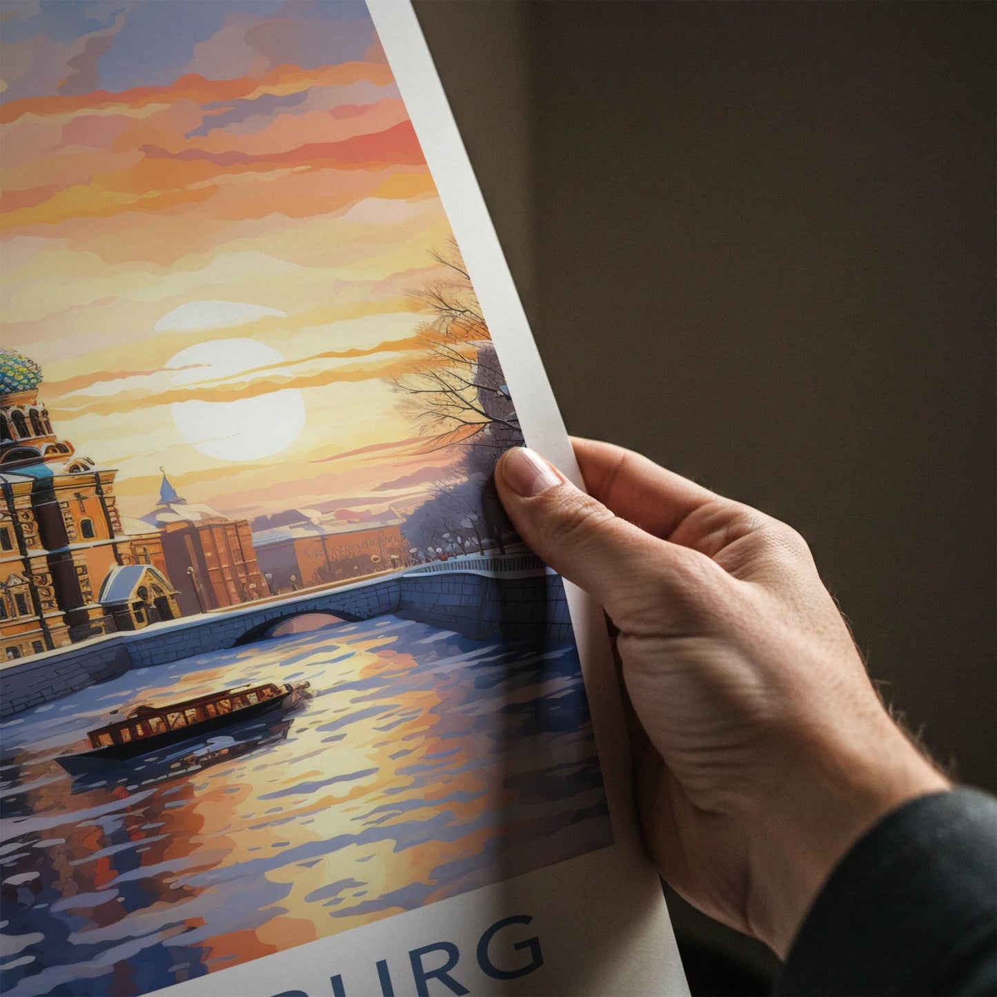 St. Petersburg Poster - Russia Travel Art - Iconic Church Sunset Home Decor