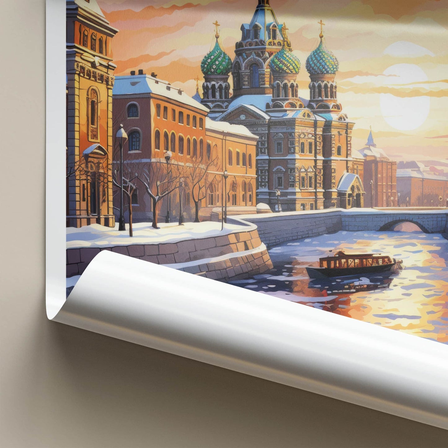 St. Petersburg Poster - Russia Travel Art - Iconic Church Sunset Home Decor