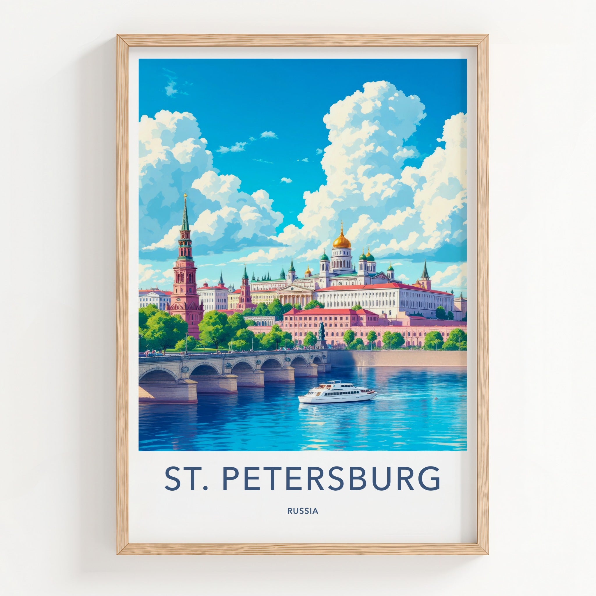 St. Petersburg Poster - Russia Travel Art - Palace Dome Boat Home Decor