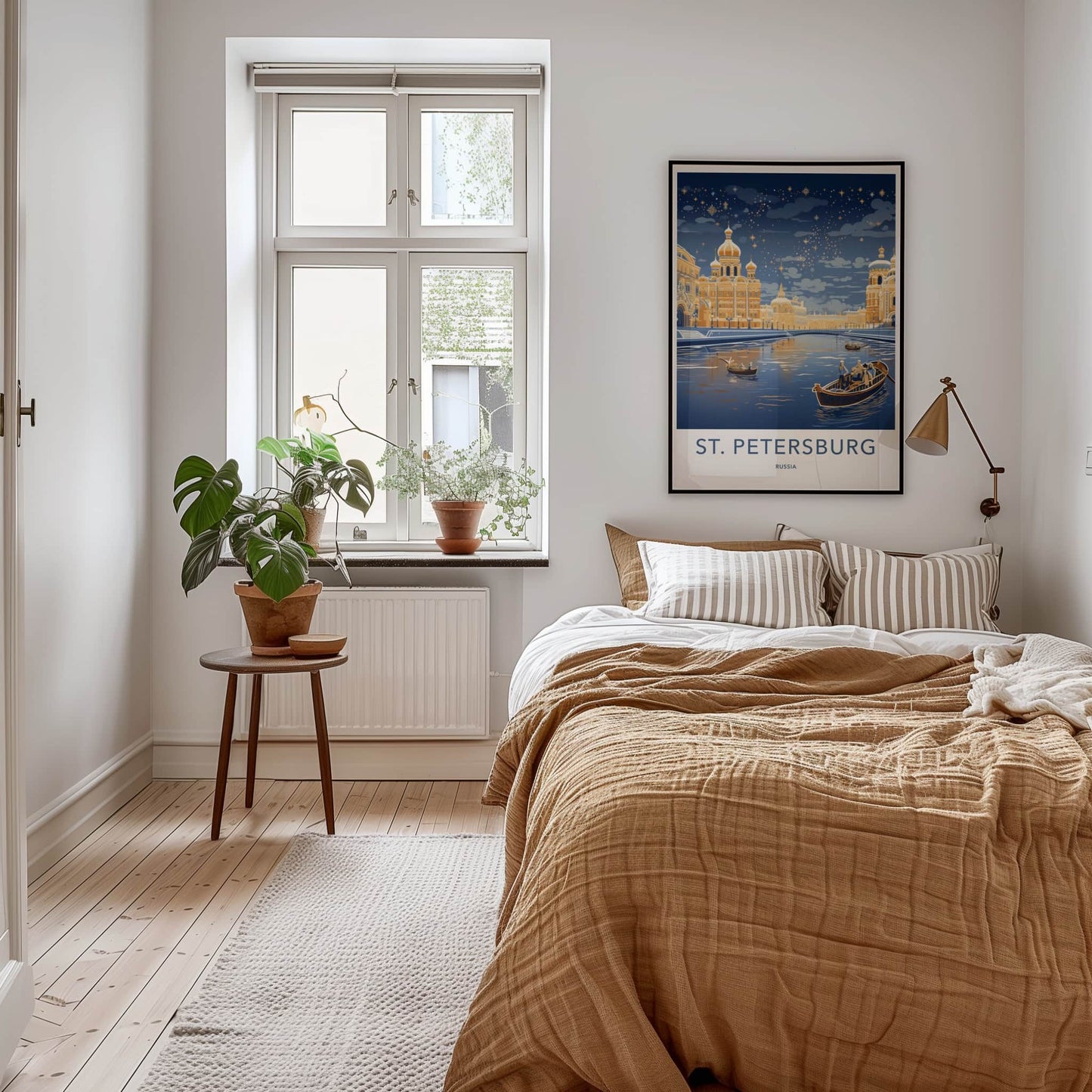 St. Petersburg Poster - Russia Travel Art - Starlit Golden City Wall Decor
