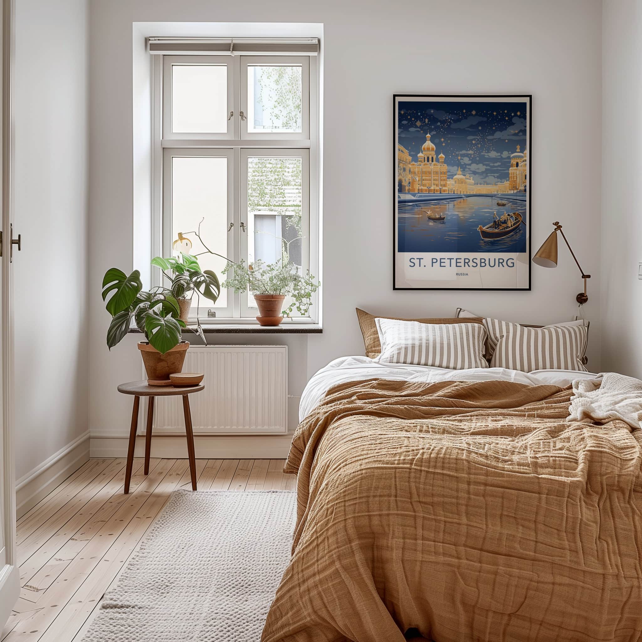 St. Petersburg Poster - Russia Travel Art - Starlit Golden City Wall Decor