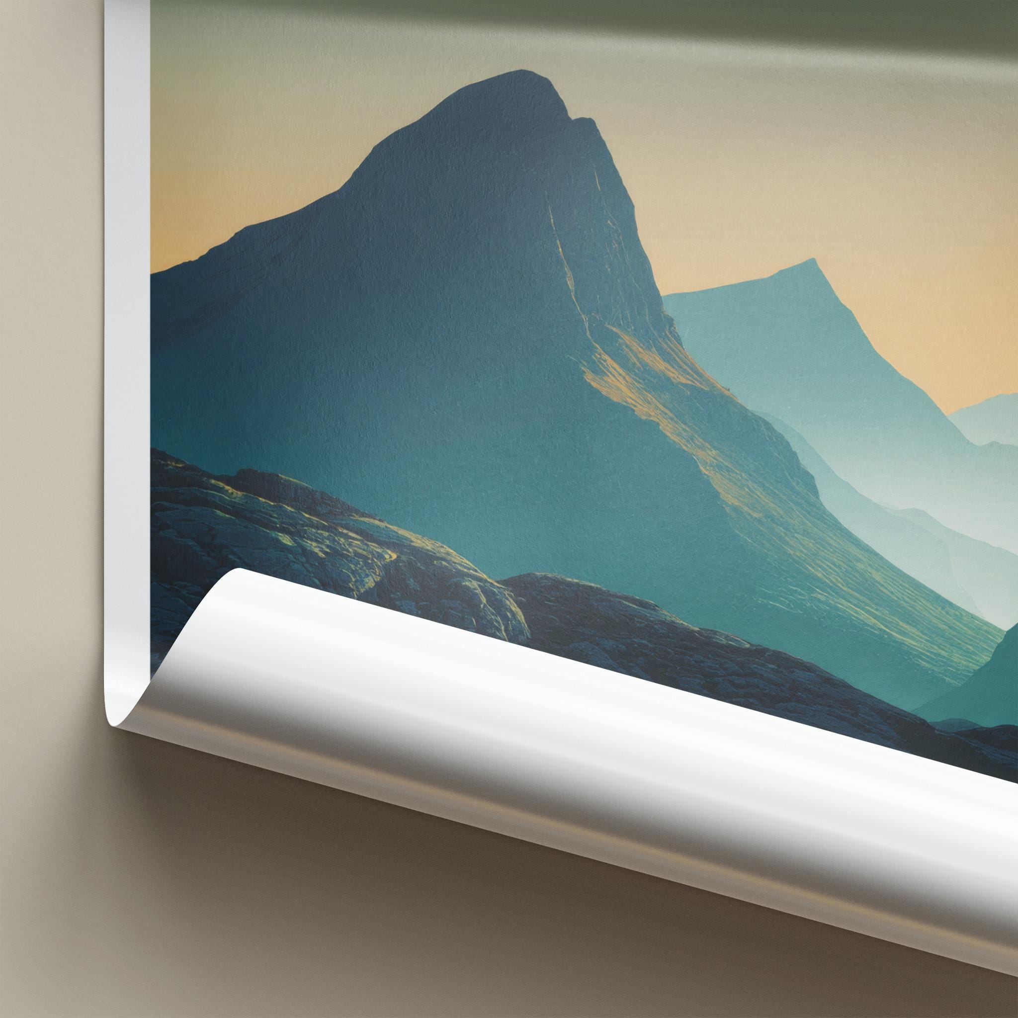 Stac Pollaidh Poster - Scotland Travel Art - Layered Mountain Vista Home Decor