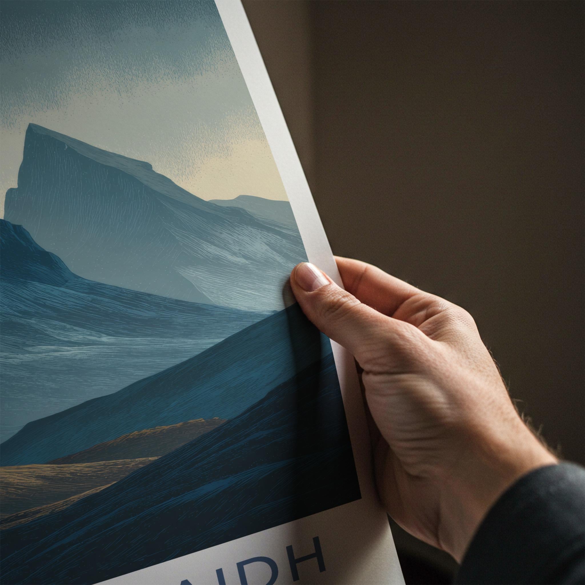 Stac Pollaidh Poster - Scotland Travel Art - Rugged Mountain Landscape Home Decor