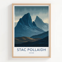 Stac Pollaidh Poster - Scotland Travel Art - Rugged Mountain Landscape Home Decor