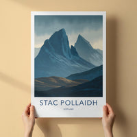 Stac Pollaidh Poster - Scotland Travel Art - Rugged Mountain Landscape Home Decor