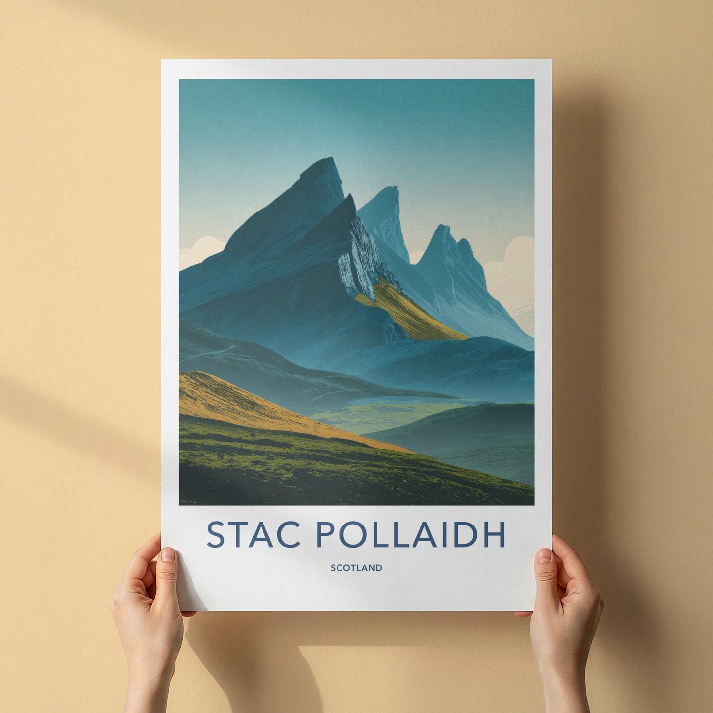Stac Pollaidh Poster - Scotland Travel Art - Rugged Mountain Peaks Home Decor