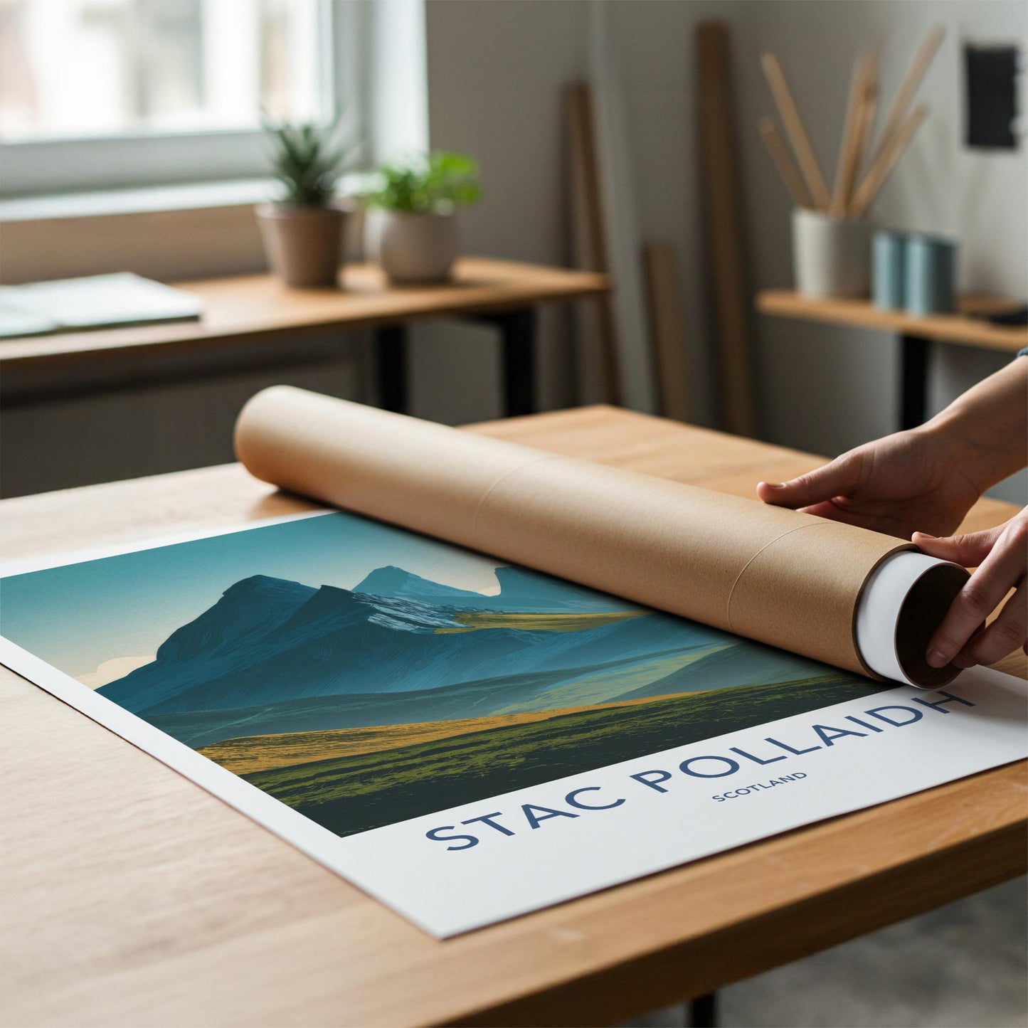 Stac Pollaidh Poster - Scotland Travel Art - Rugged Mountain Peaks Home Decor