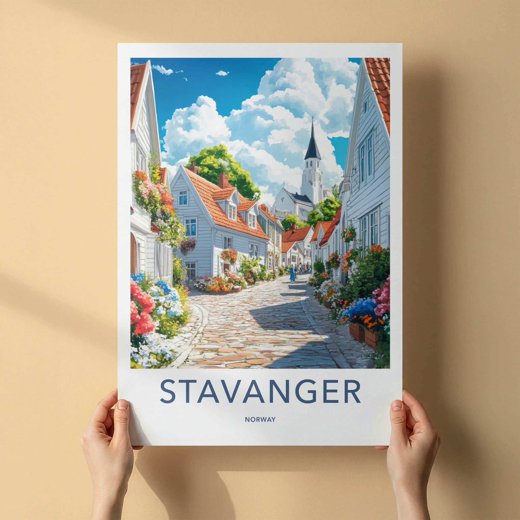 Stavanger Poster - Norway Art Print - Bright Flowering Street Gallery Art