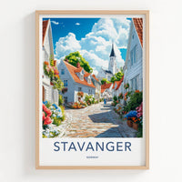 Stavanger Poster - Norway Art Print - Bright Flowering Street Gallery Art