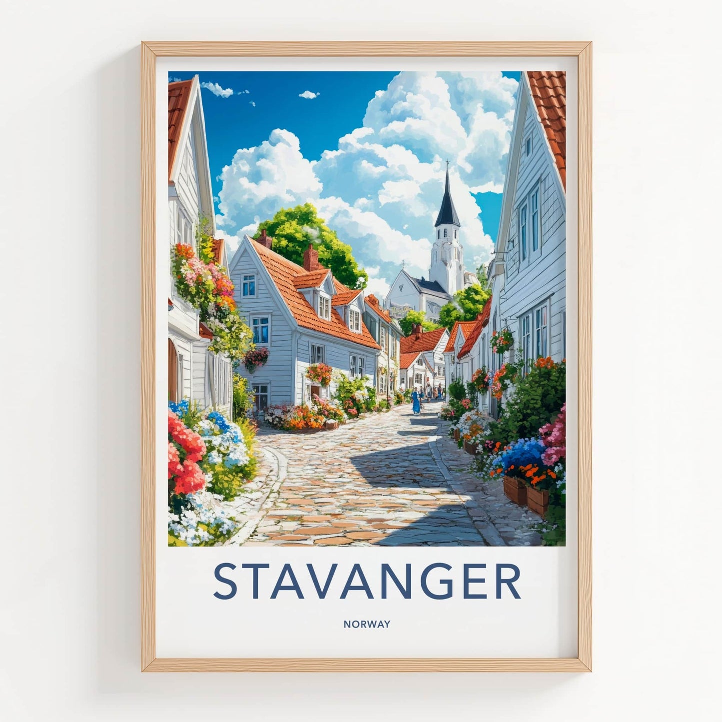 Stavanger Poster - Norway Art Print - Bright Flowering Street Gallery Art