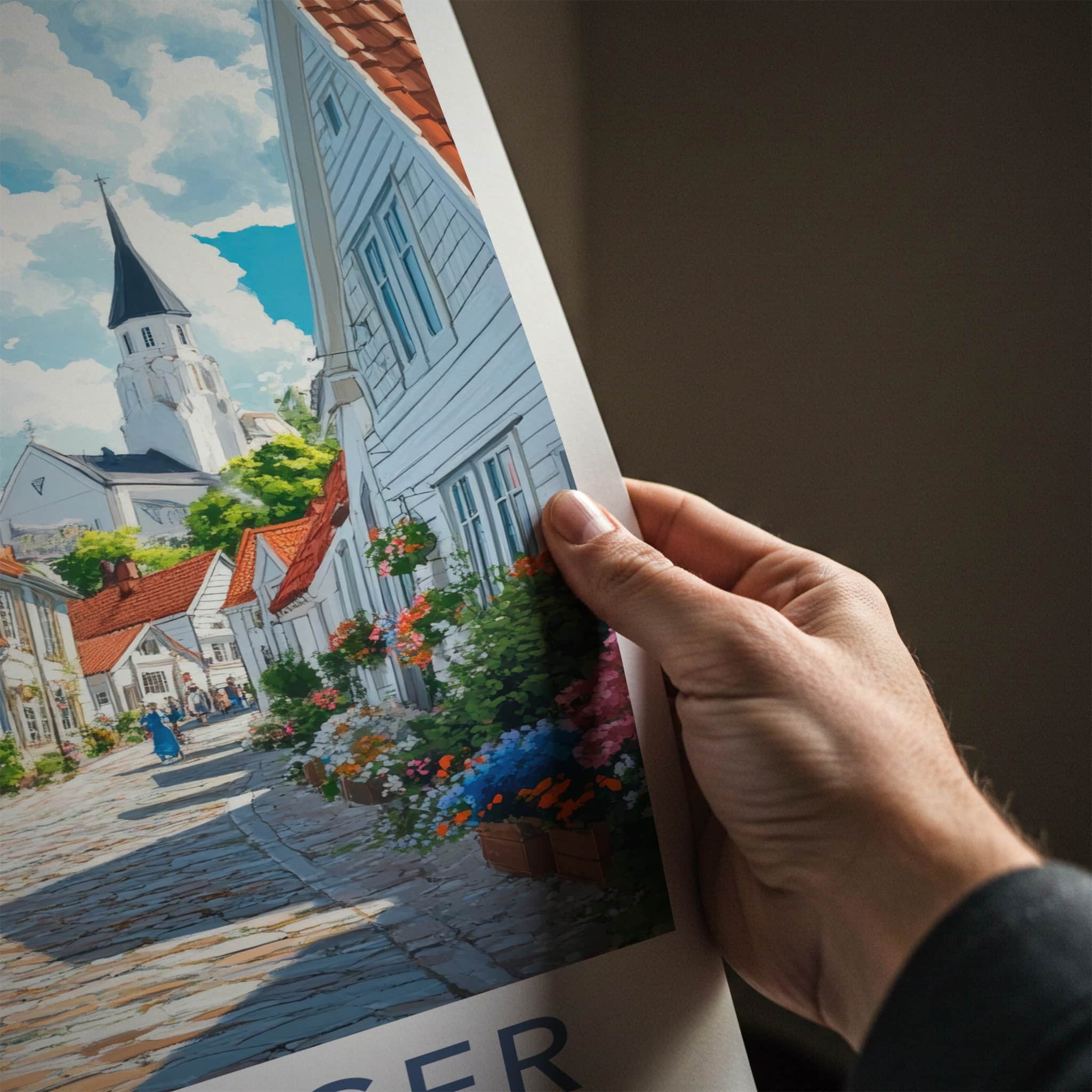 Stavanger Poster - Norway Art Print - Bright Flowering Street Gallery Art