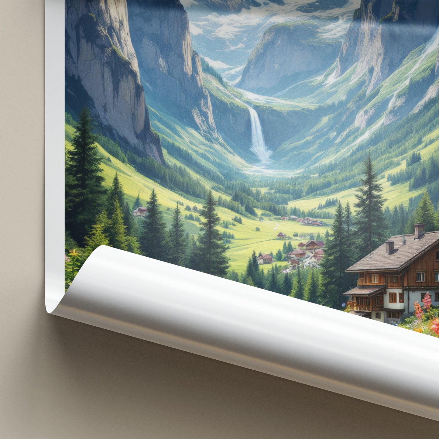 STECHELBERG Poster - Switzerland Travel Art - Alpine Valley Waterfalls Home Decor