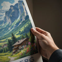 STECHELBERG Poster - Switzerland Travel Art - Alpine Valley Waterfalls Home Decor