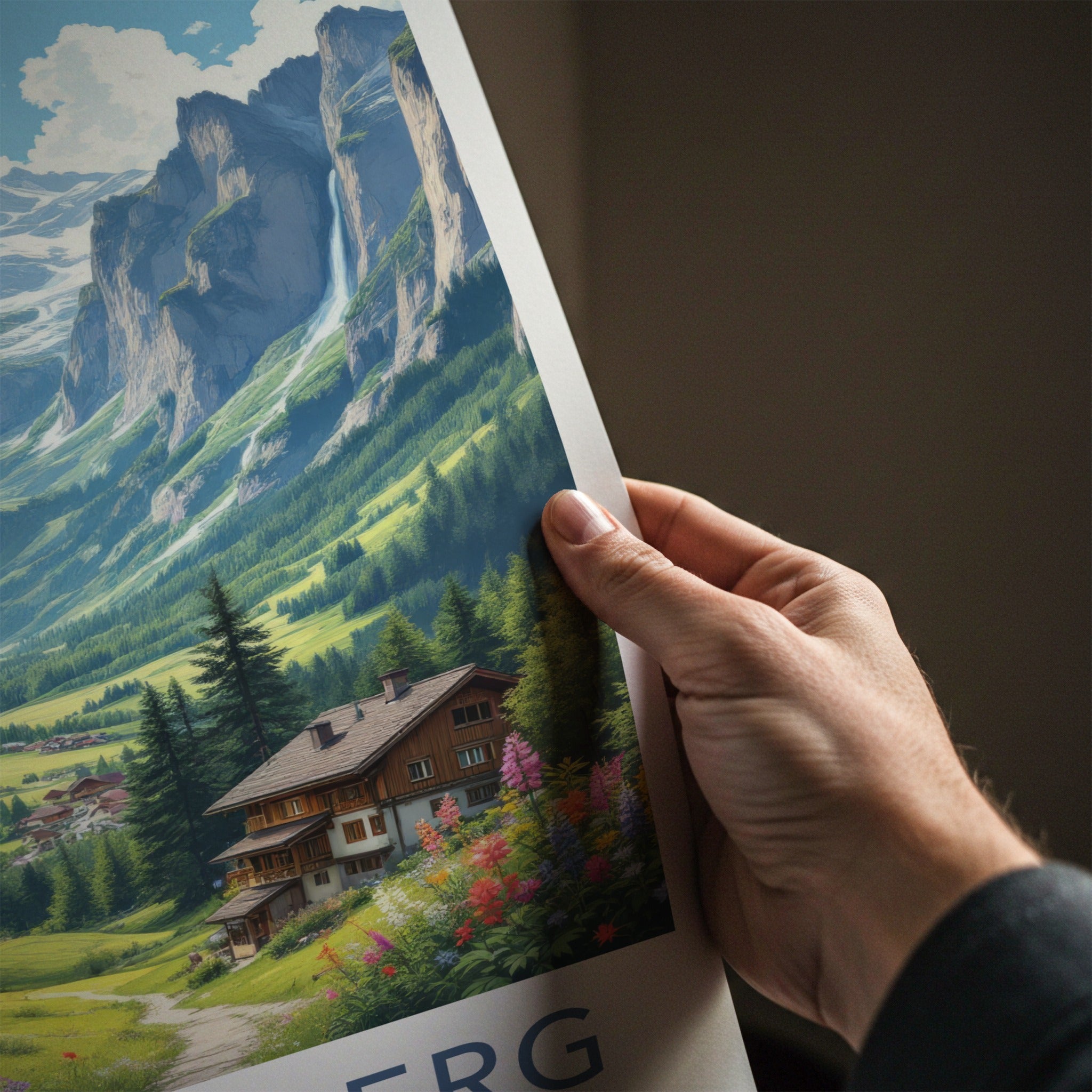 STECHELBERG Poster - Switzerland Travel Art - Alpine Valley Waterfalls Home Decor