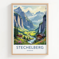 Stechelberg Poster - Switzerland Travel Art - Lush Alpine Valley Home Decor