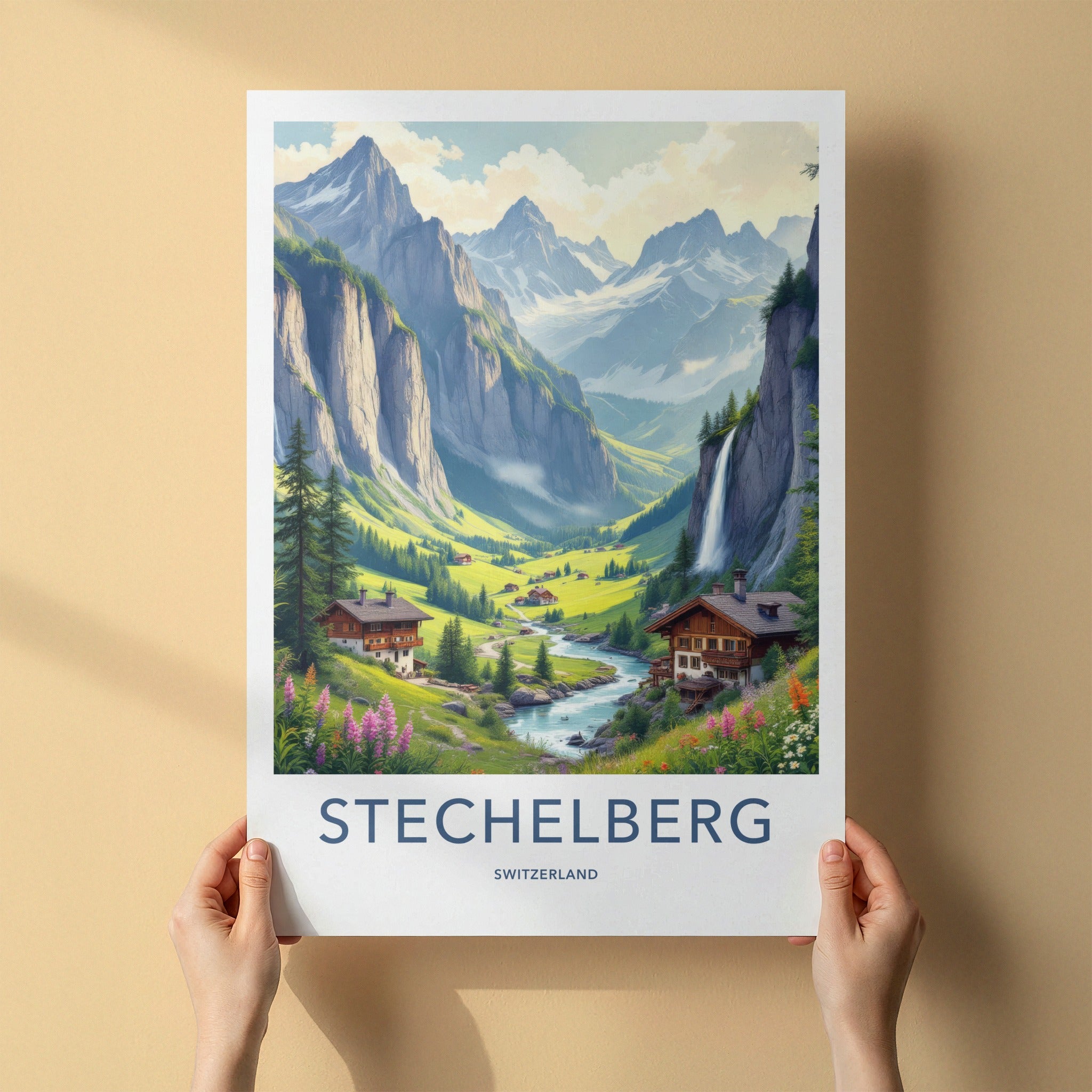 Stechelberg Poster - Switzerland Travel Art - Lush Alpine Valley Home Decor