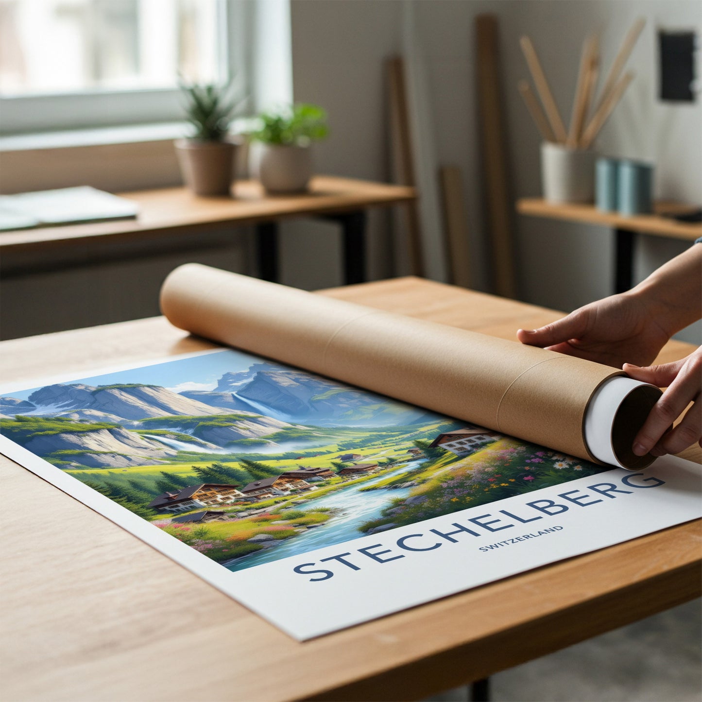 Stechelberg Poster - Switzerland Travel Art - Lush Valley Village Home Decor