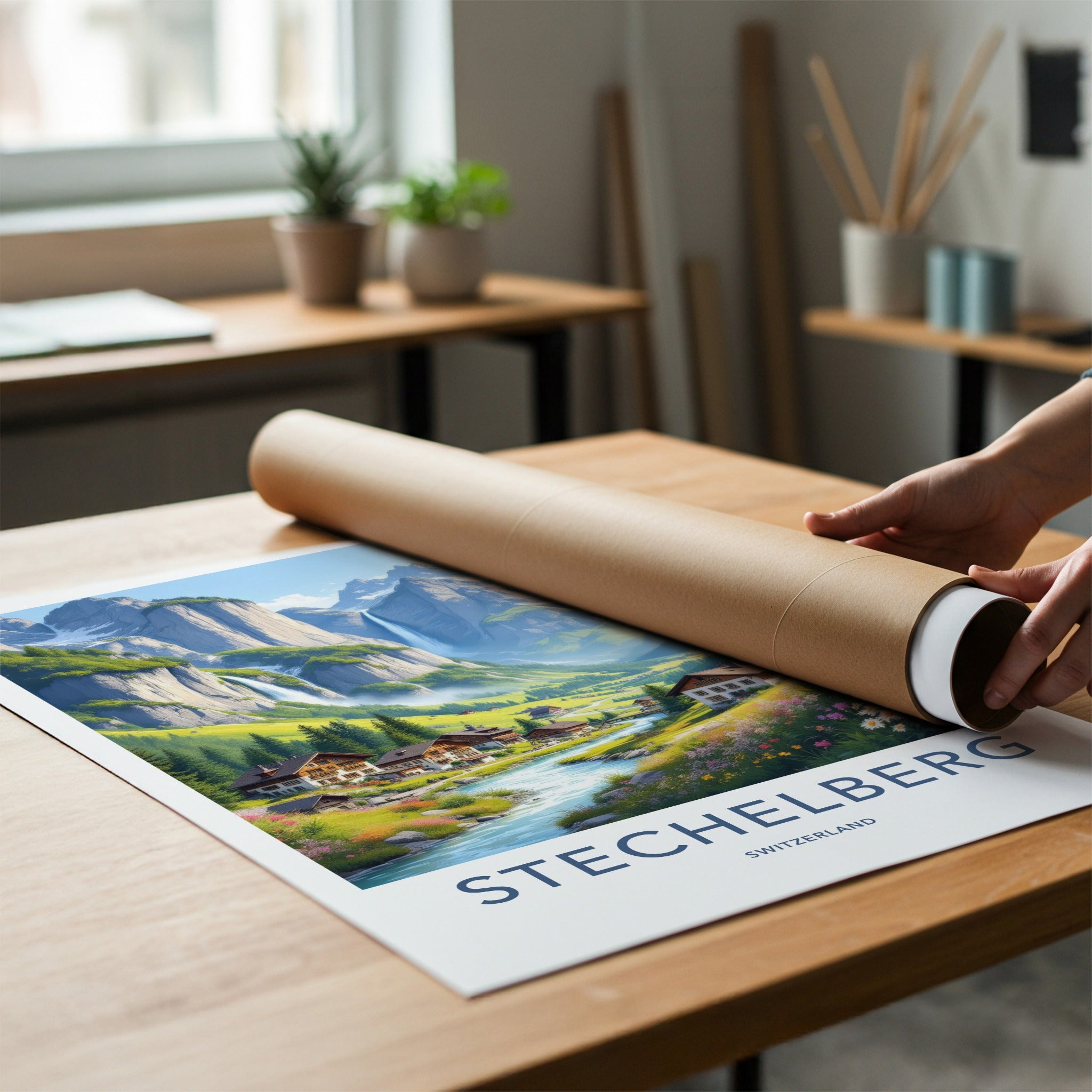 Stechelberg Poster - Switzerland Travel Art - Lush Valley Village Home Decor