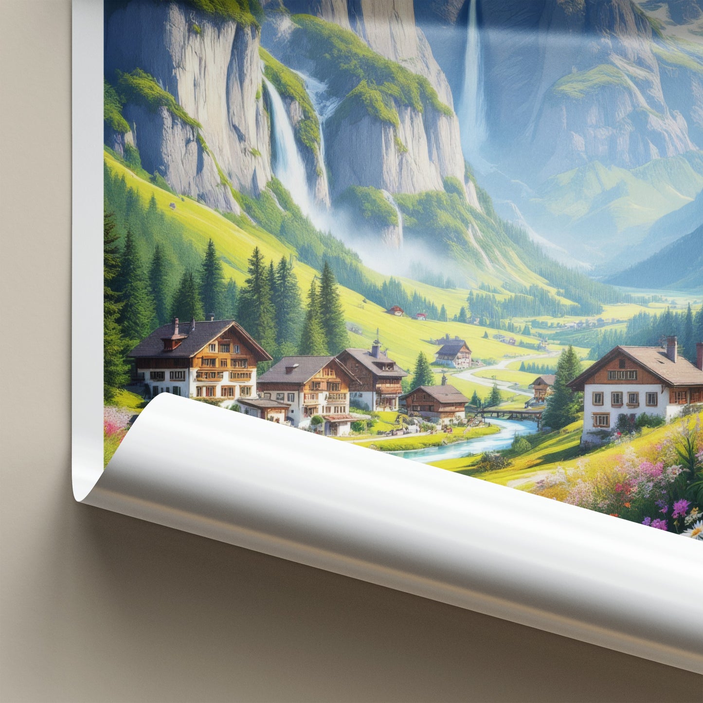 Stechelberg Poster - Switzerland Travel Art - Lush Valley Village Home Decor