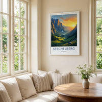Stechelberg Poster - Switzerland Travel Print - Sunset Valley Waterfall Home Decor