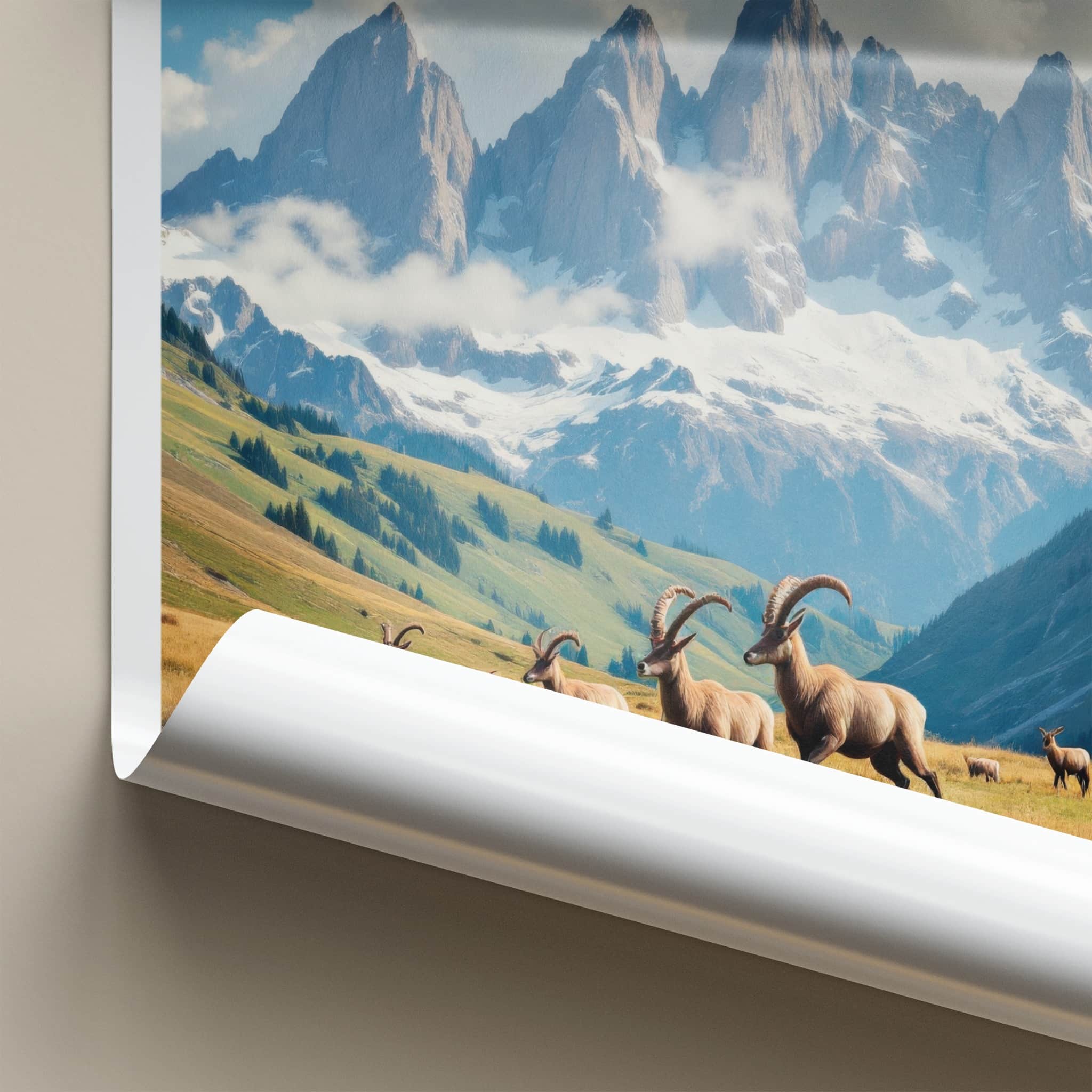 Stelvio National Park Poster - Italy Travel Art - Alpine Ibex Herd Home Decor