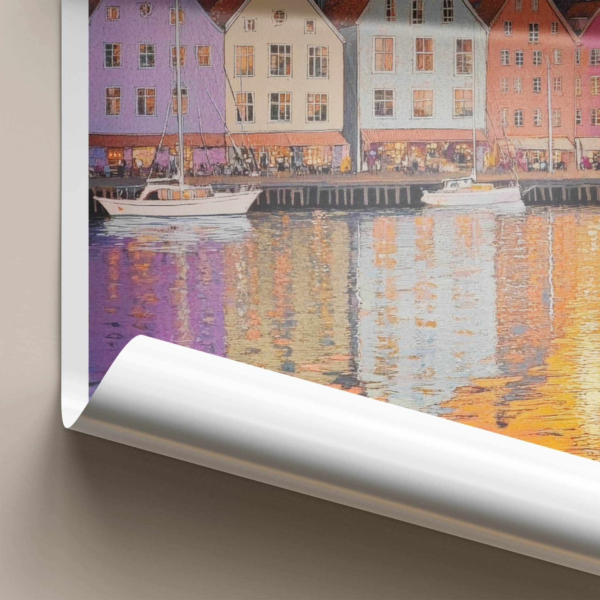 Stockholm Poster - Sweden Travel Art - Vibrant Harbor Reflections Wall Decor