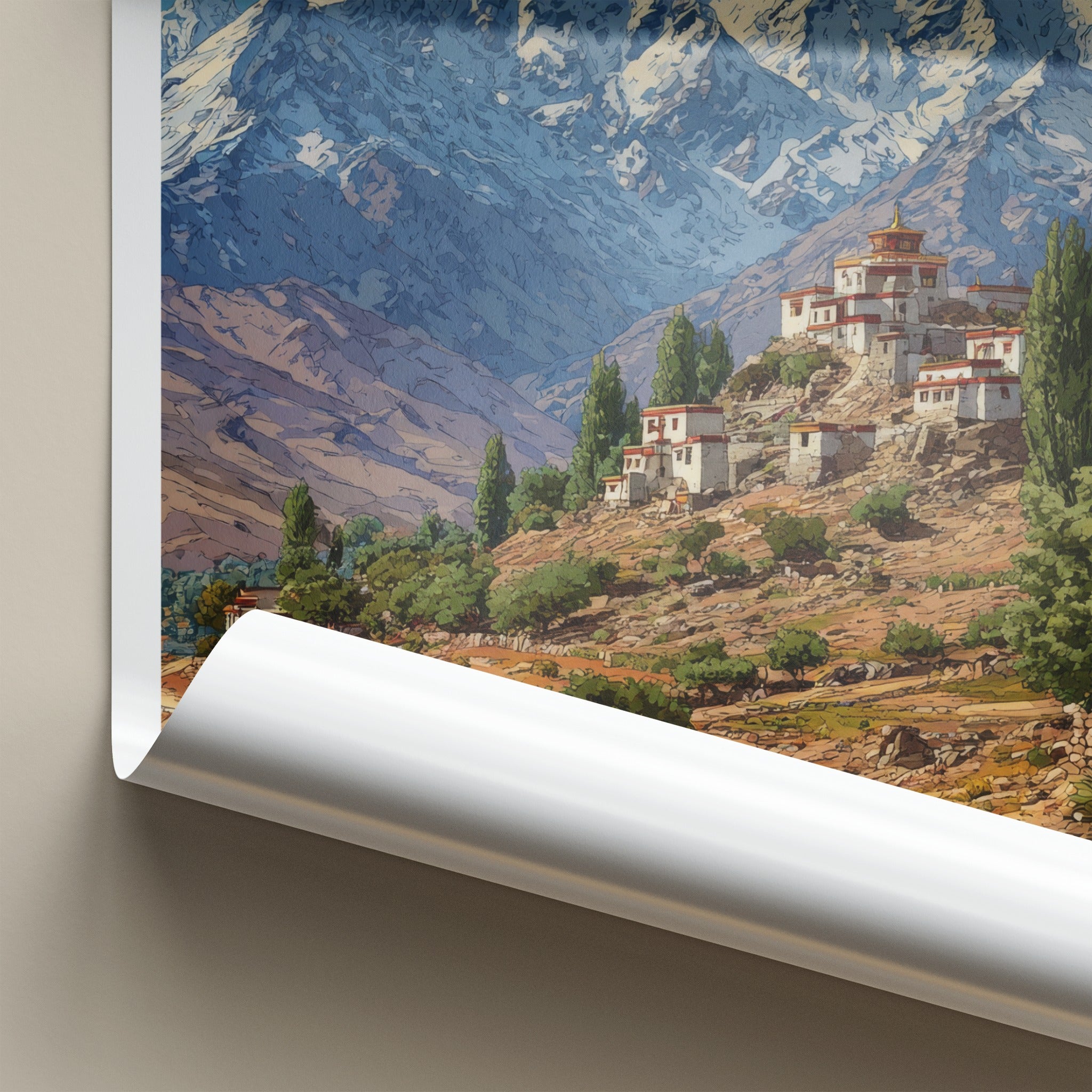Stok Kangri Poster - India Ladakh Mountain Village Home Decor
