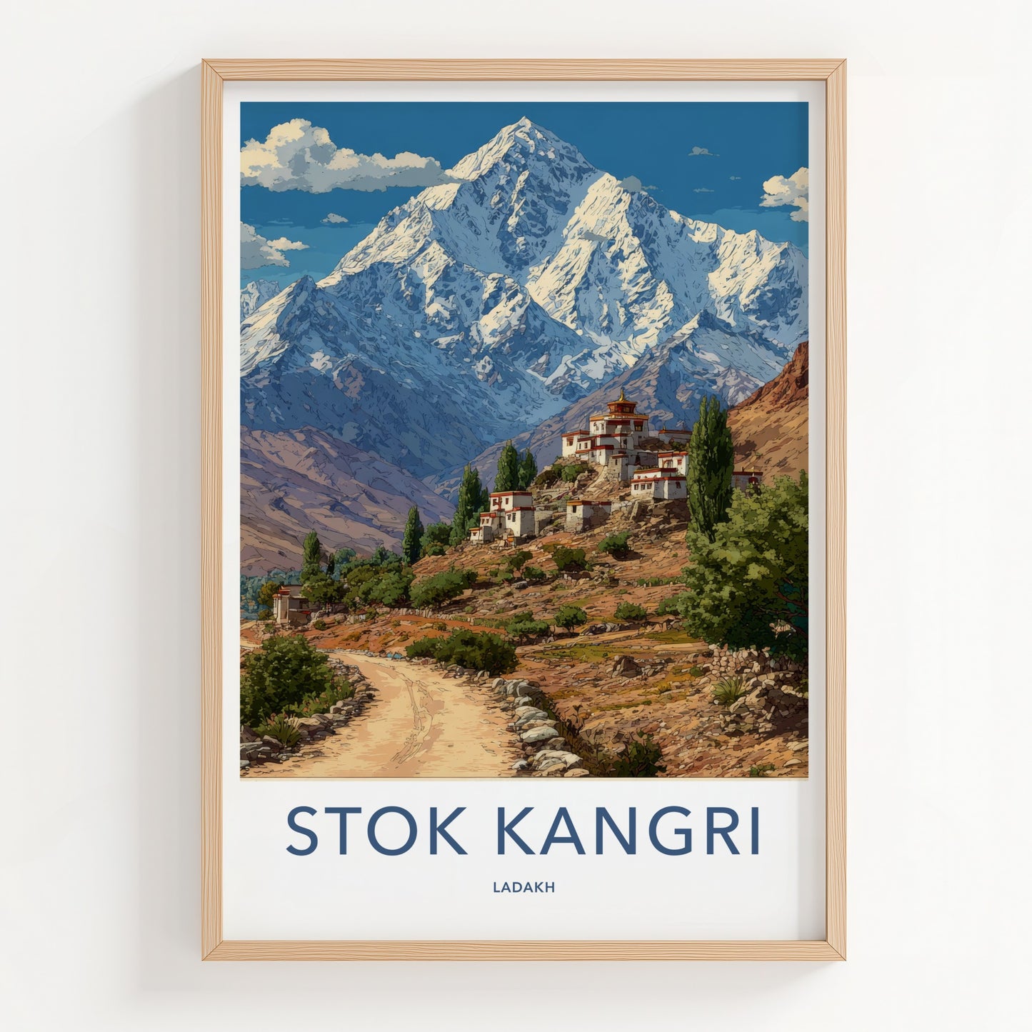 Stok Kangri Poster - India Ladakh Mountain Village Home Decor