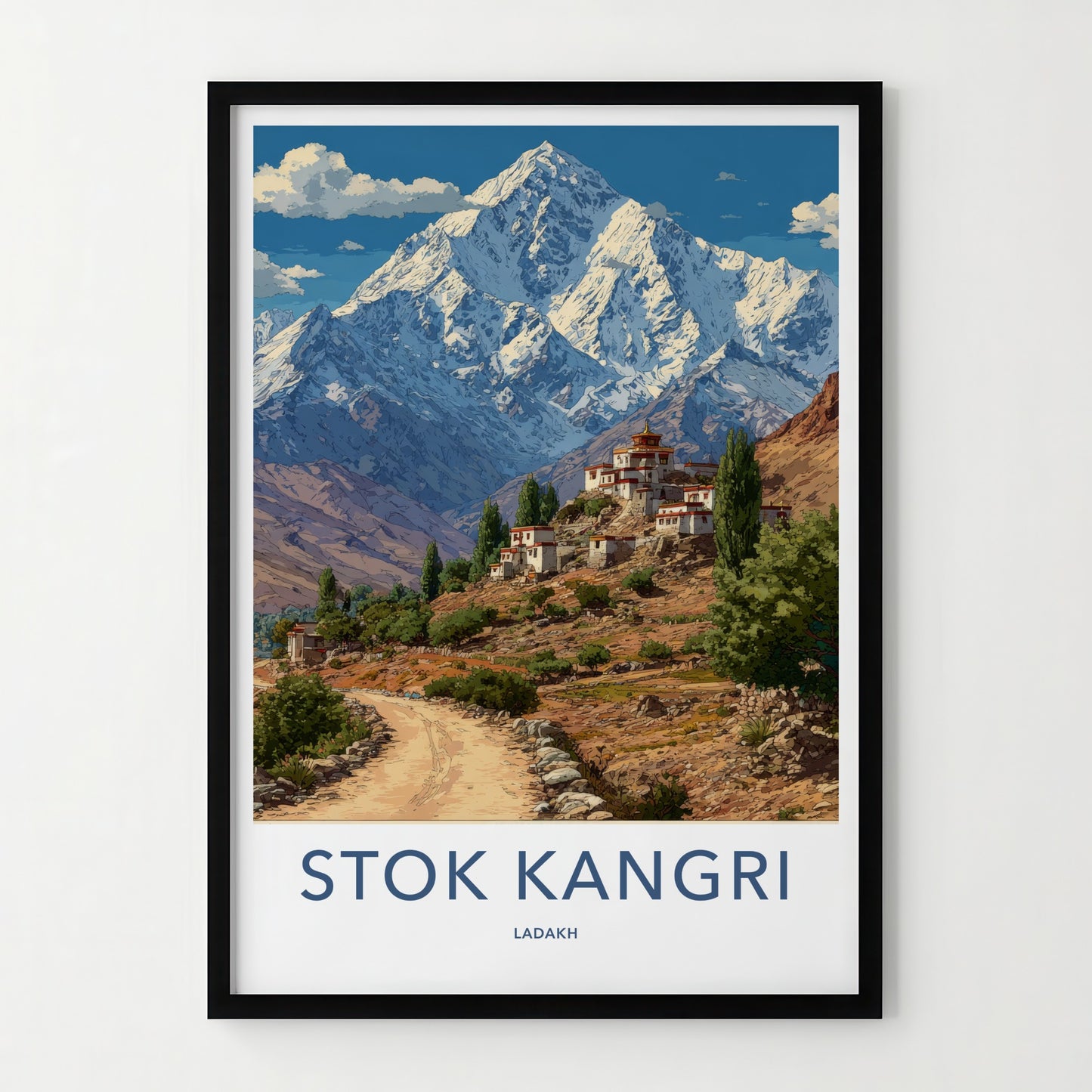 Stok Kangri Poster - India Ladakh Mountain Village Home Decor