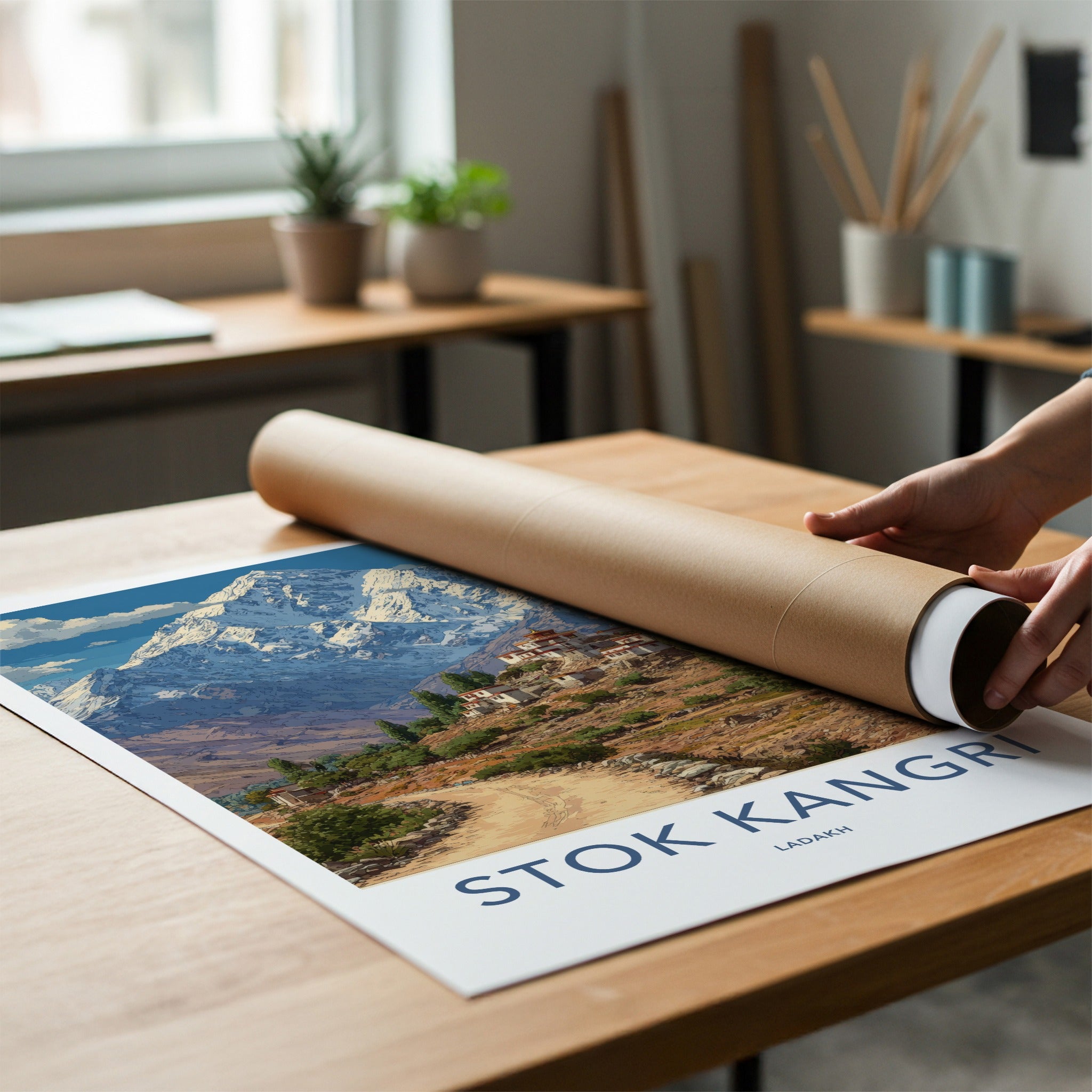 Stok Kangri Poster - India Ladakh Mountain Village Home Decor