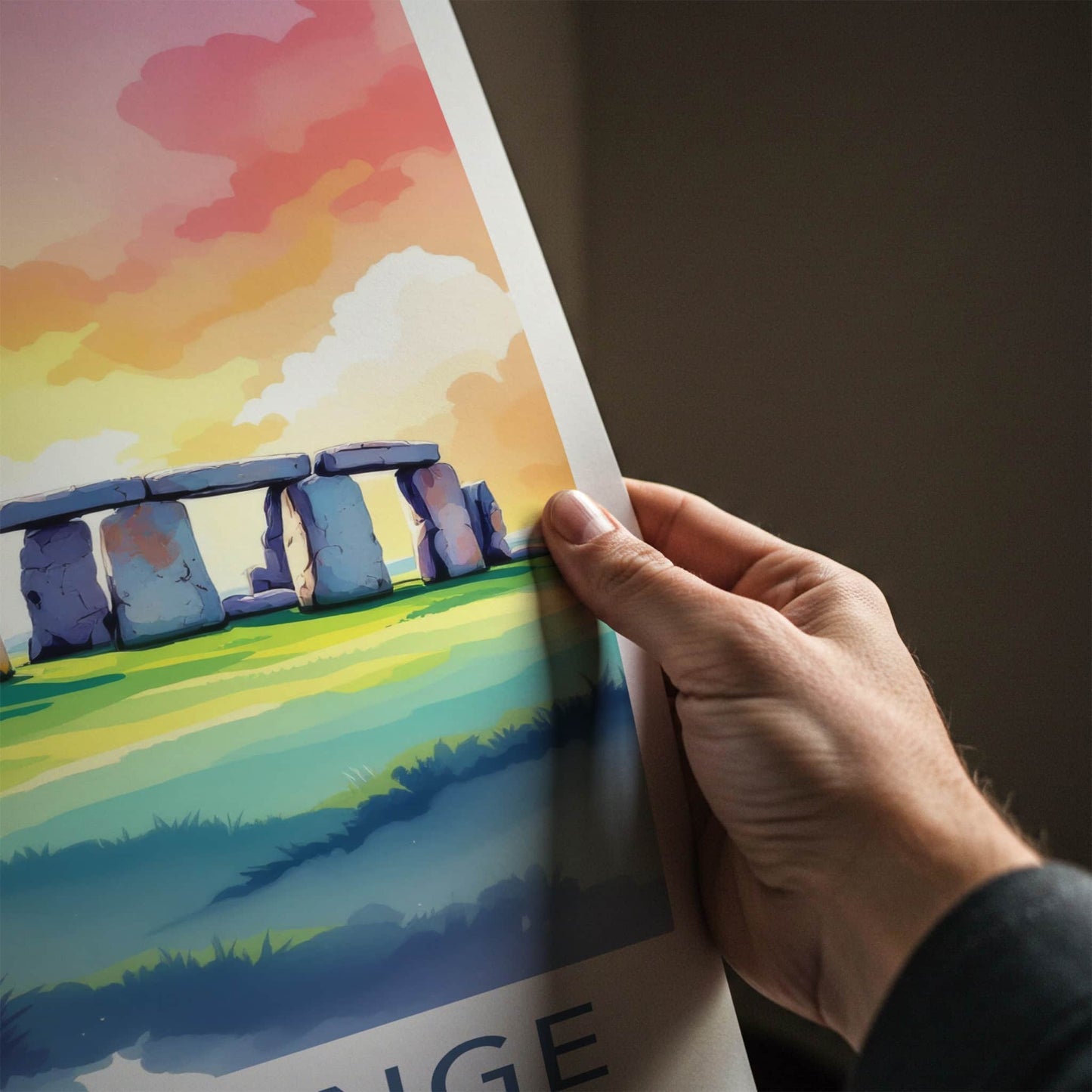 Stonehenge Poster - England Framed Art - Sunset Stone Circle Wall Decor