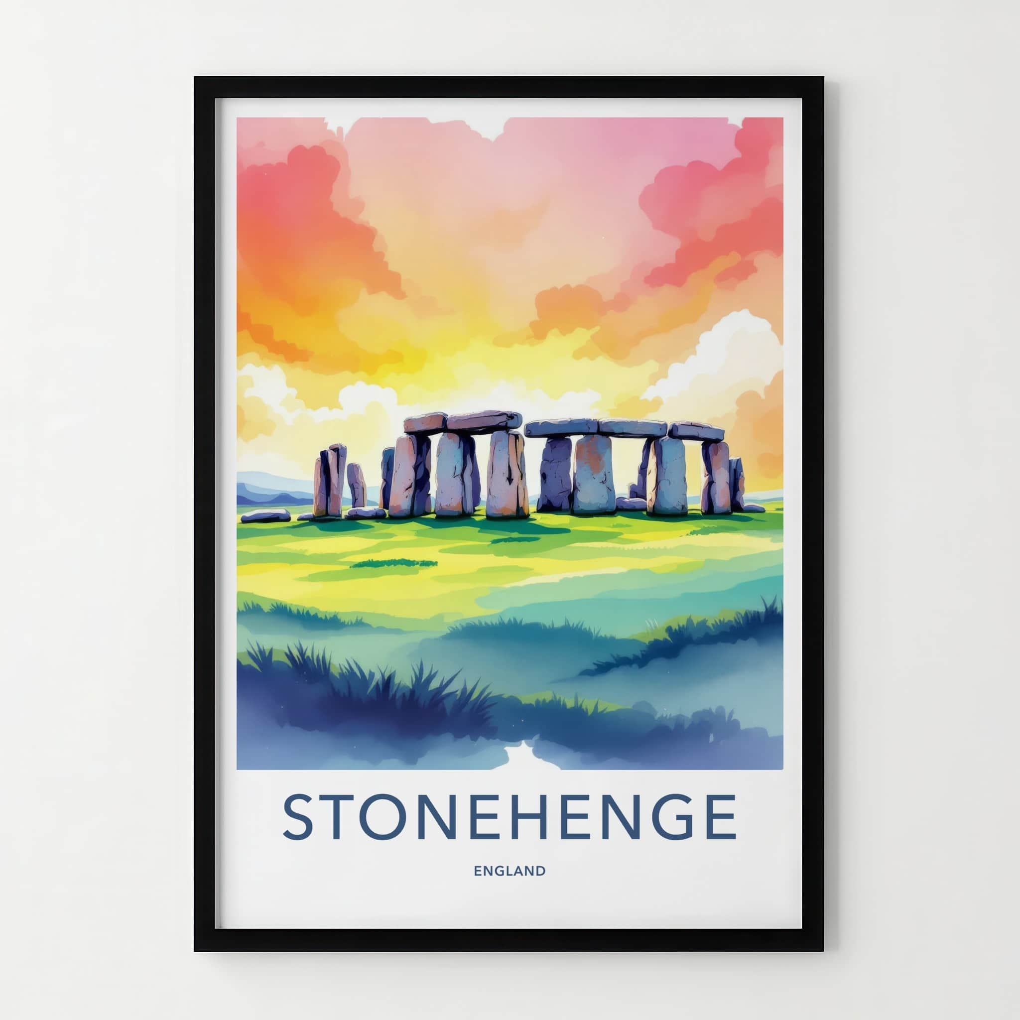 Stonehenge Poster - England Framed Art - Sunset Stone Circle Wall Decor