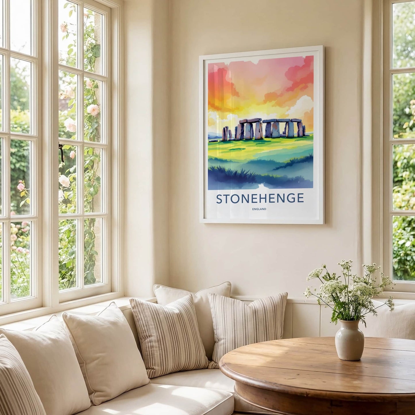 Stonehenge Poster - England Framed Art - Sunset Stone Circle Wall Decor