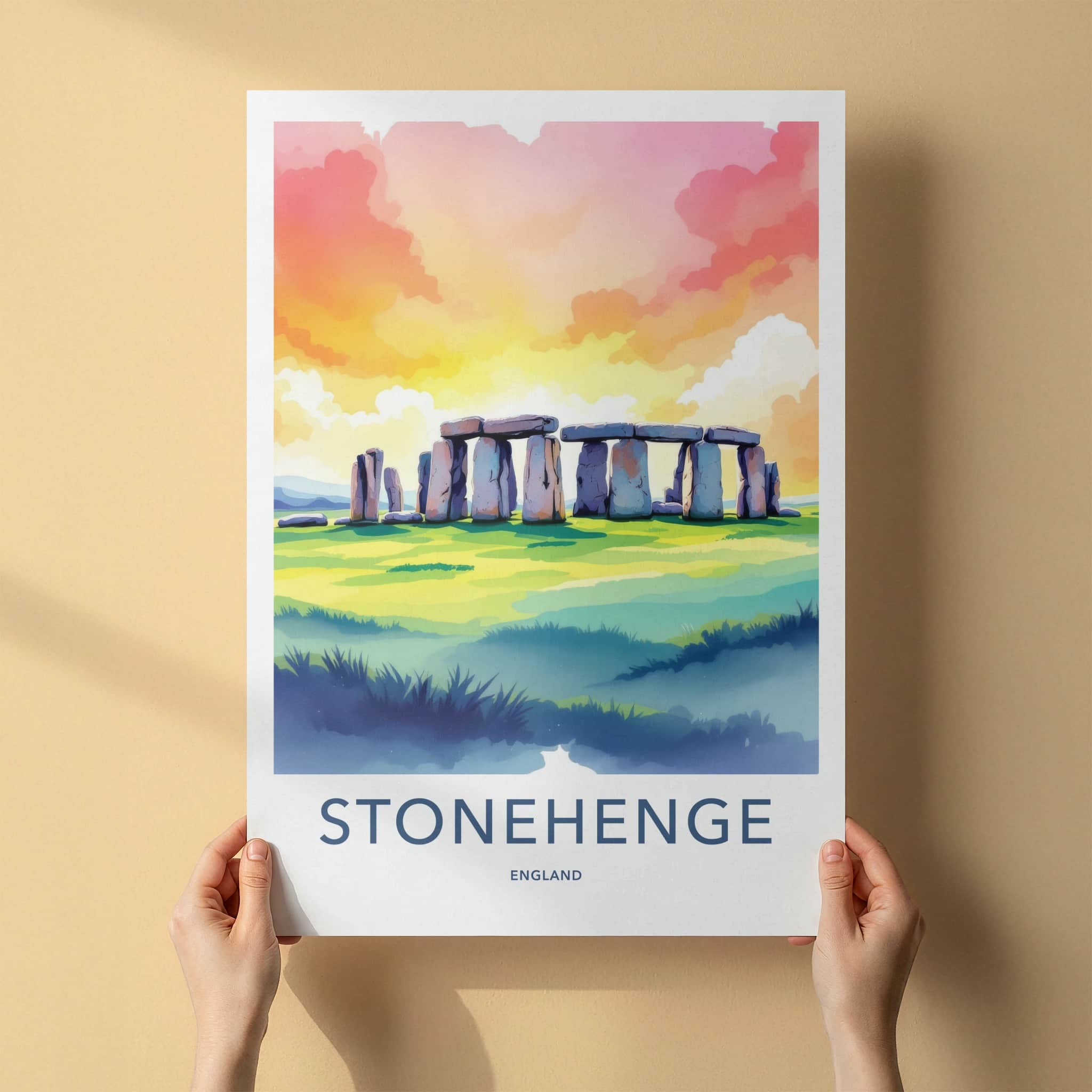 Stonehenge Poster - England Framed Art - Sunset Stone Circle Wall Decor