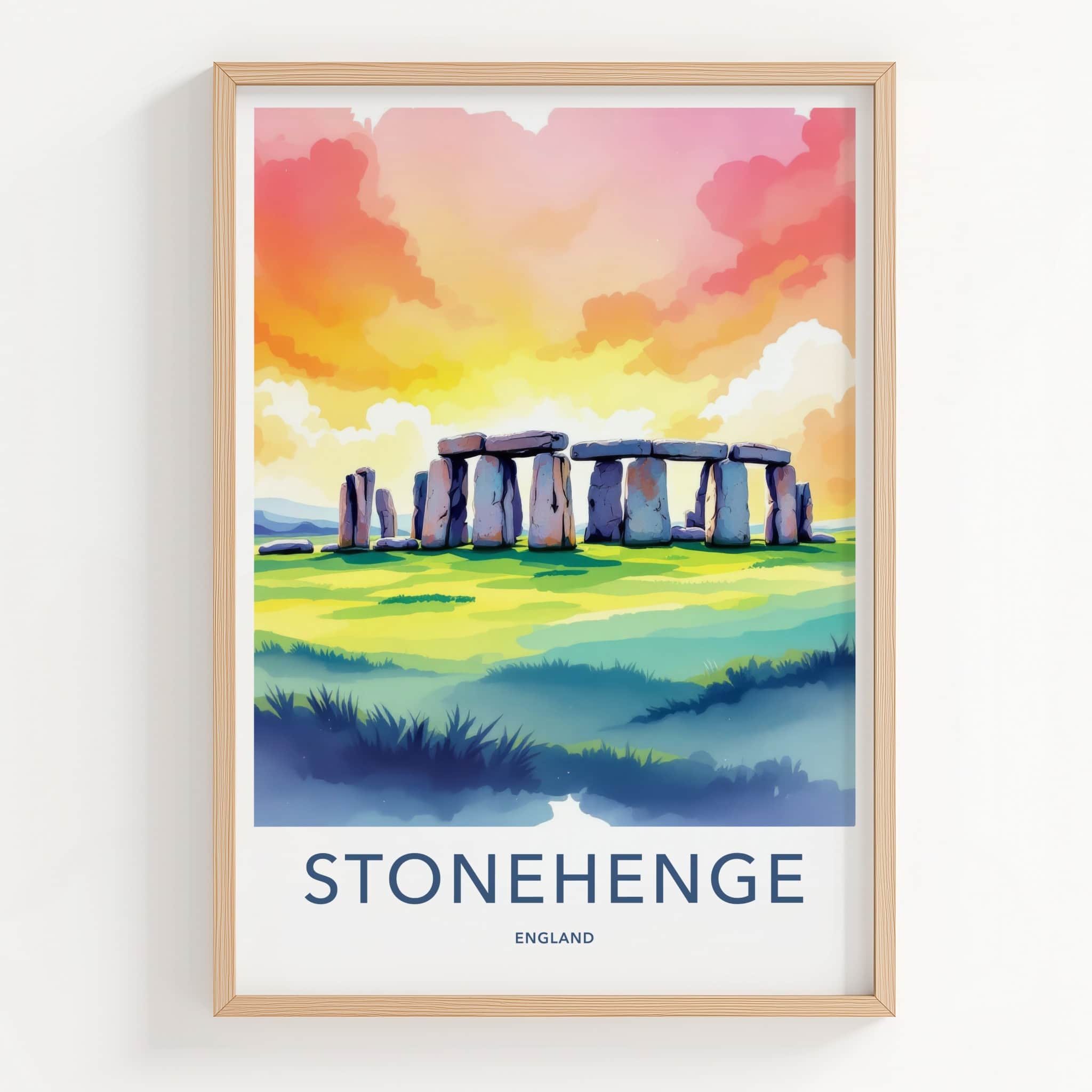 Stonehenge Poster - England Framed Art - Sunset Stone Circle Wall Decor