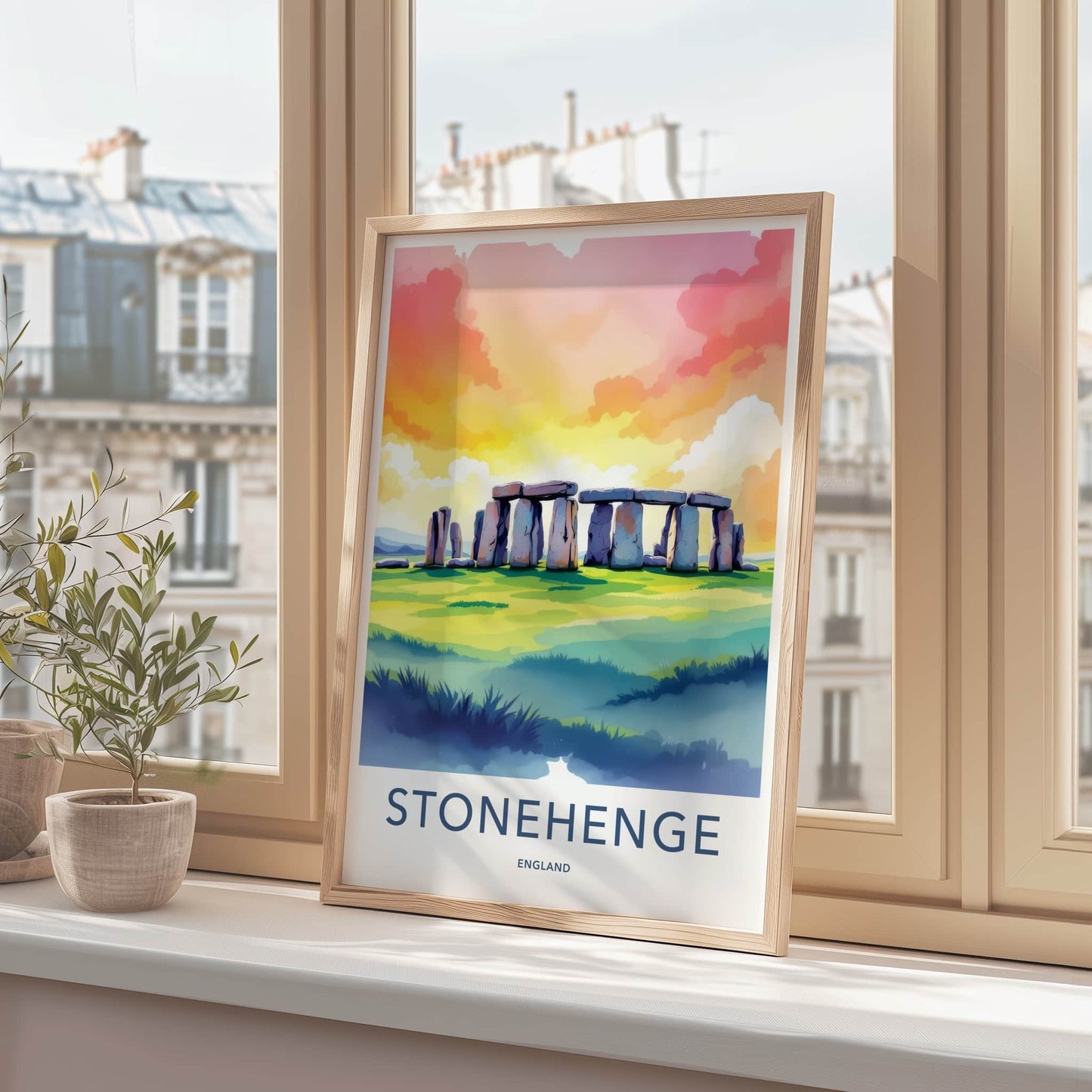 Stonehenge Poster - England Framed Art - Sunset Stone Circle Wall Decor