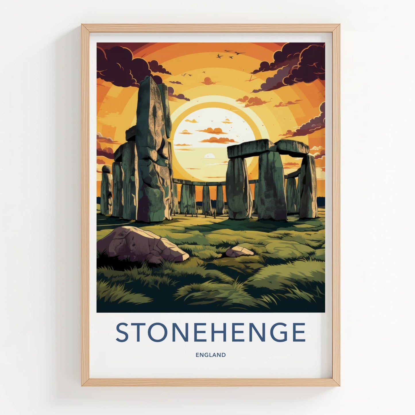 Stonehenge Poster - England Travel Art - Dramatic Sunset Stones Home Decor