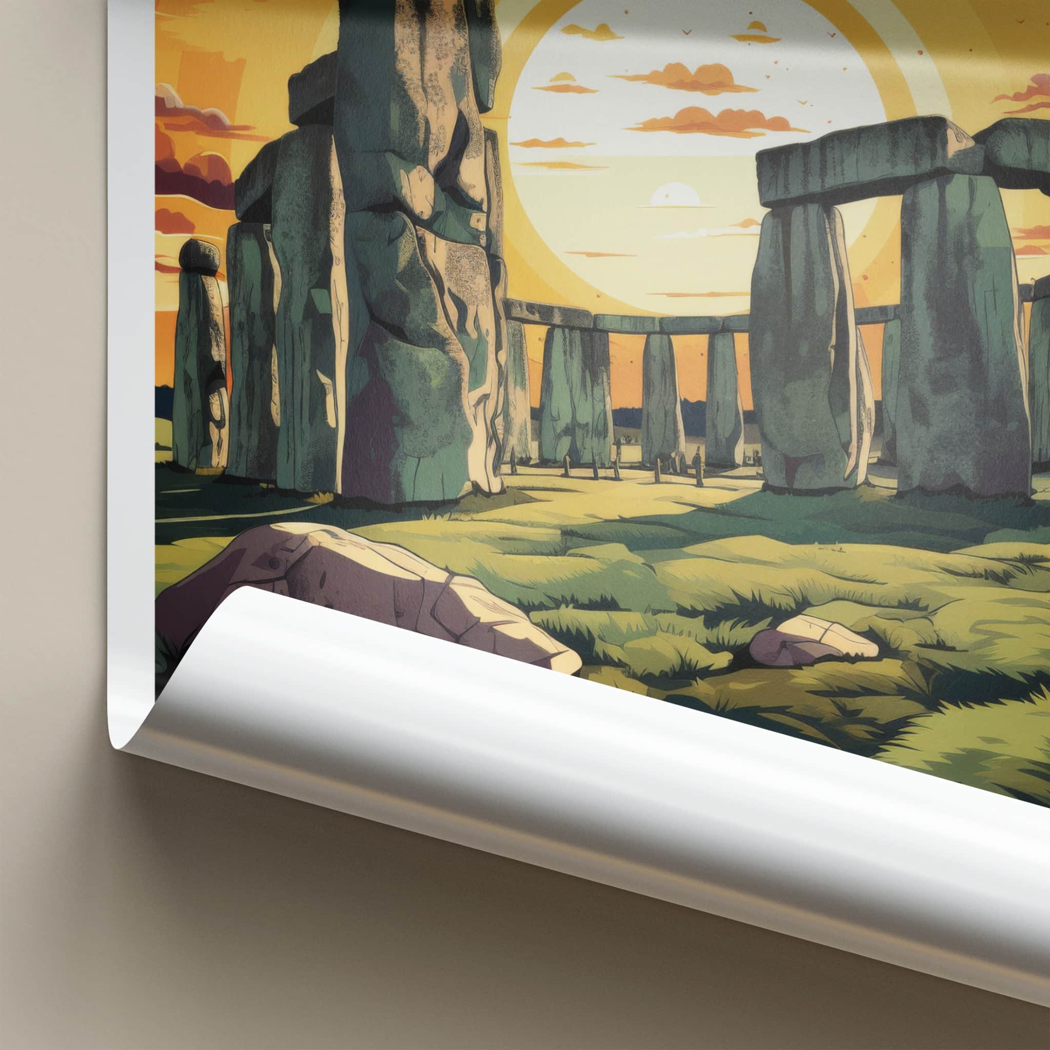 Stonehenge Poster - England Travel Art - Dramatic Sunset Stones Home Decor